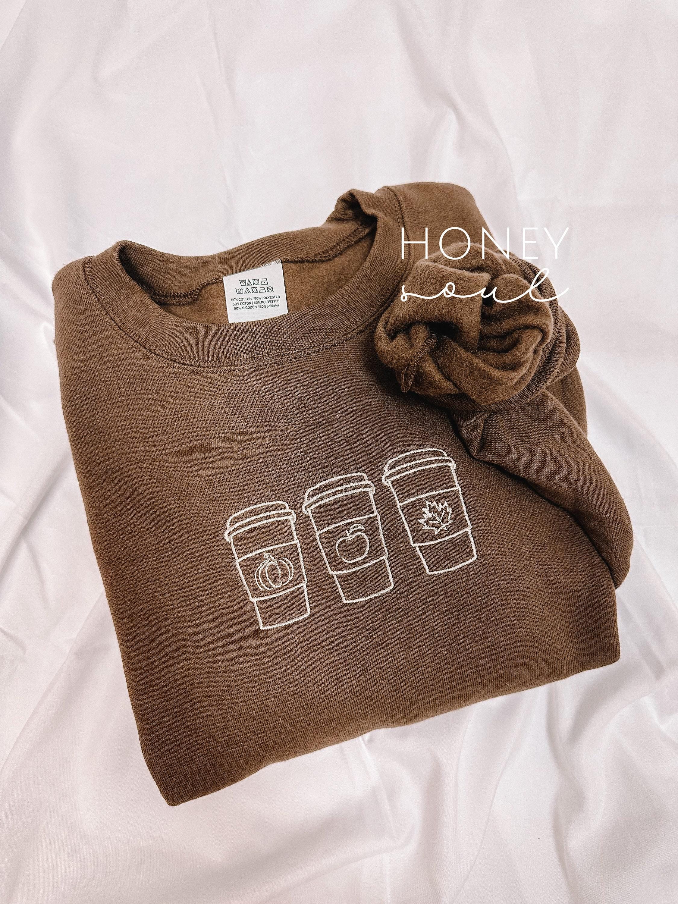 Embroidered Fall Coffee Cups Sweatshirt