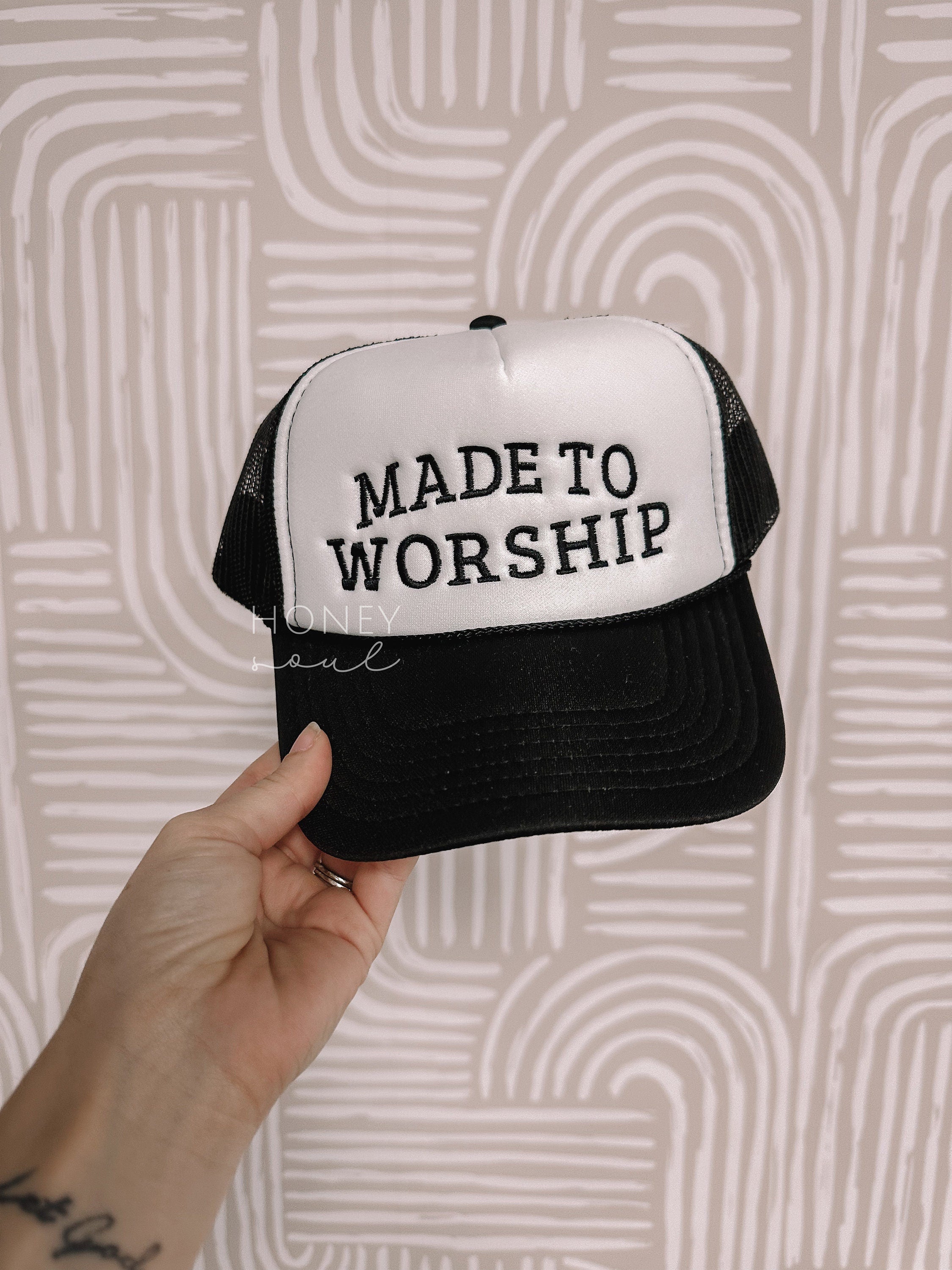 Embroidered Made To Worship Foam Trucker Hat
