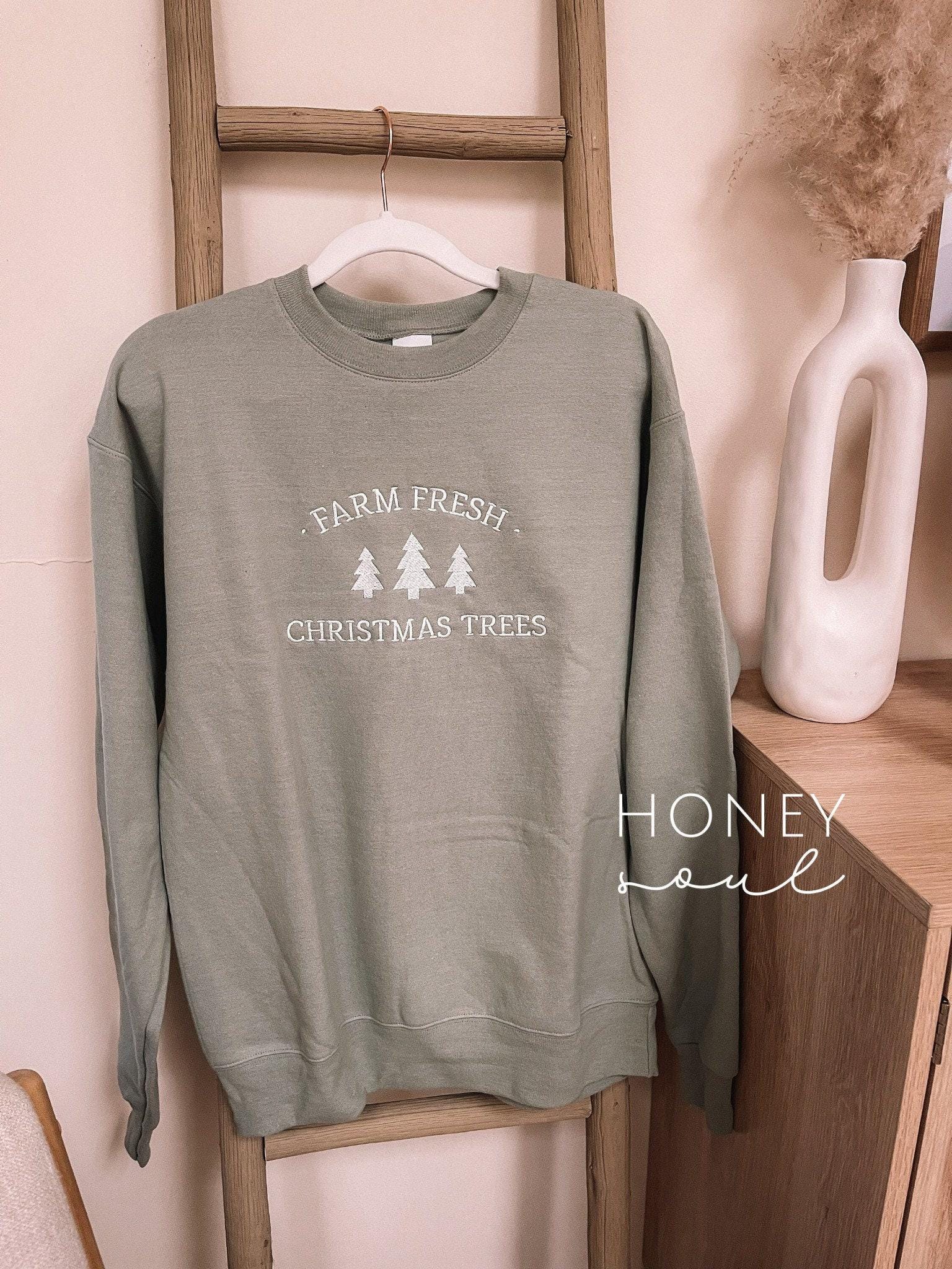 Embroidered Farm Fresh Christmas Trees Sweatshirt