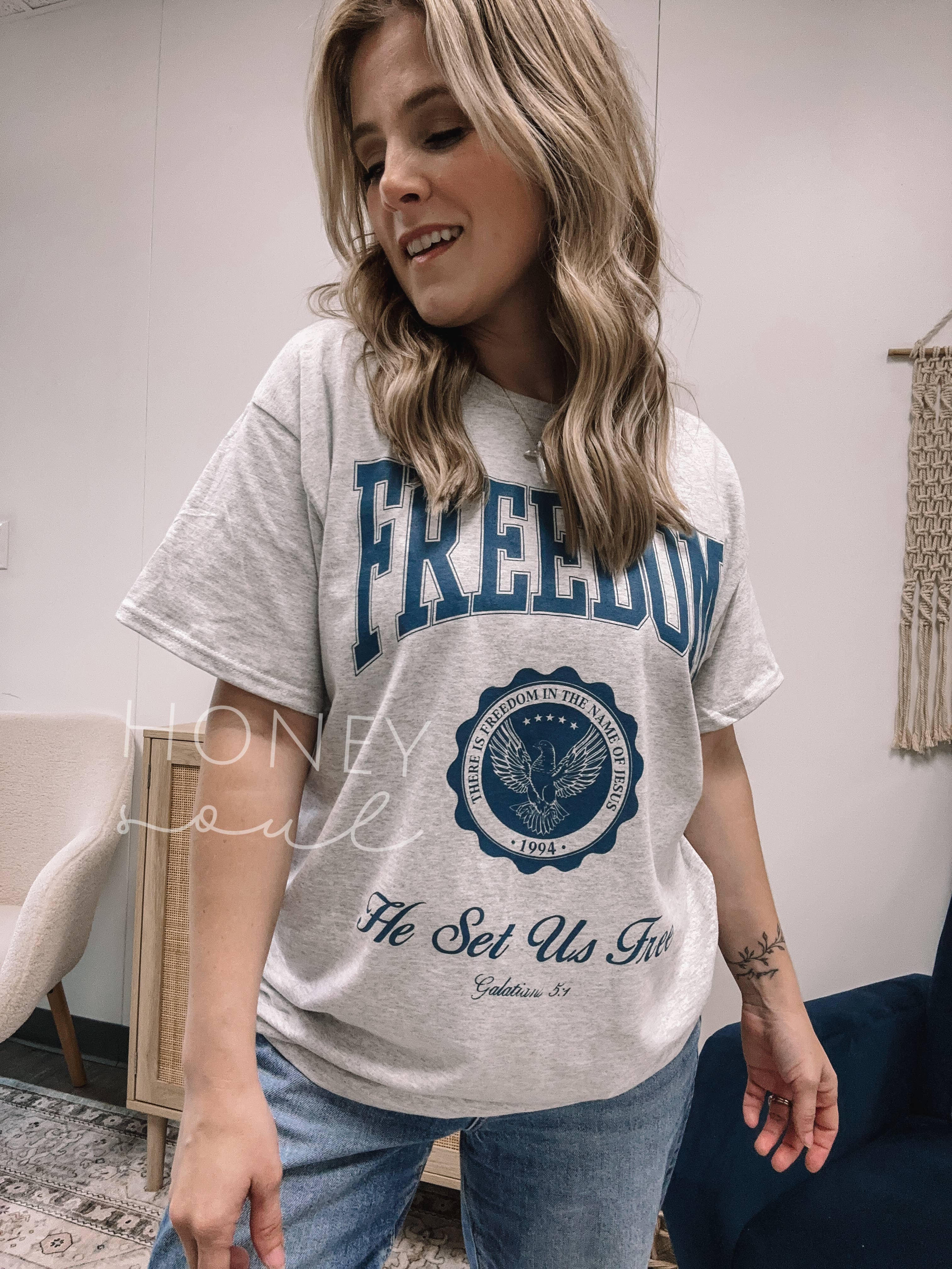 Freedom He Sets Us Free Graphic Tee