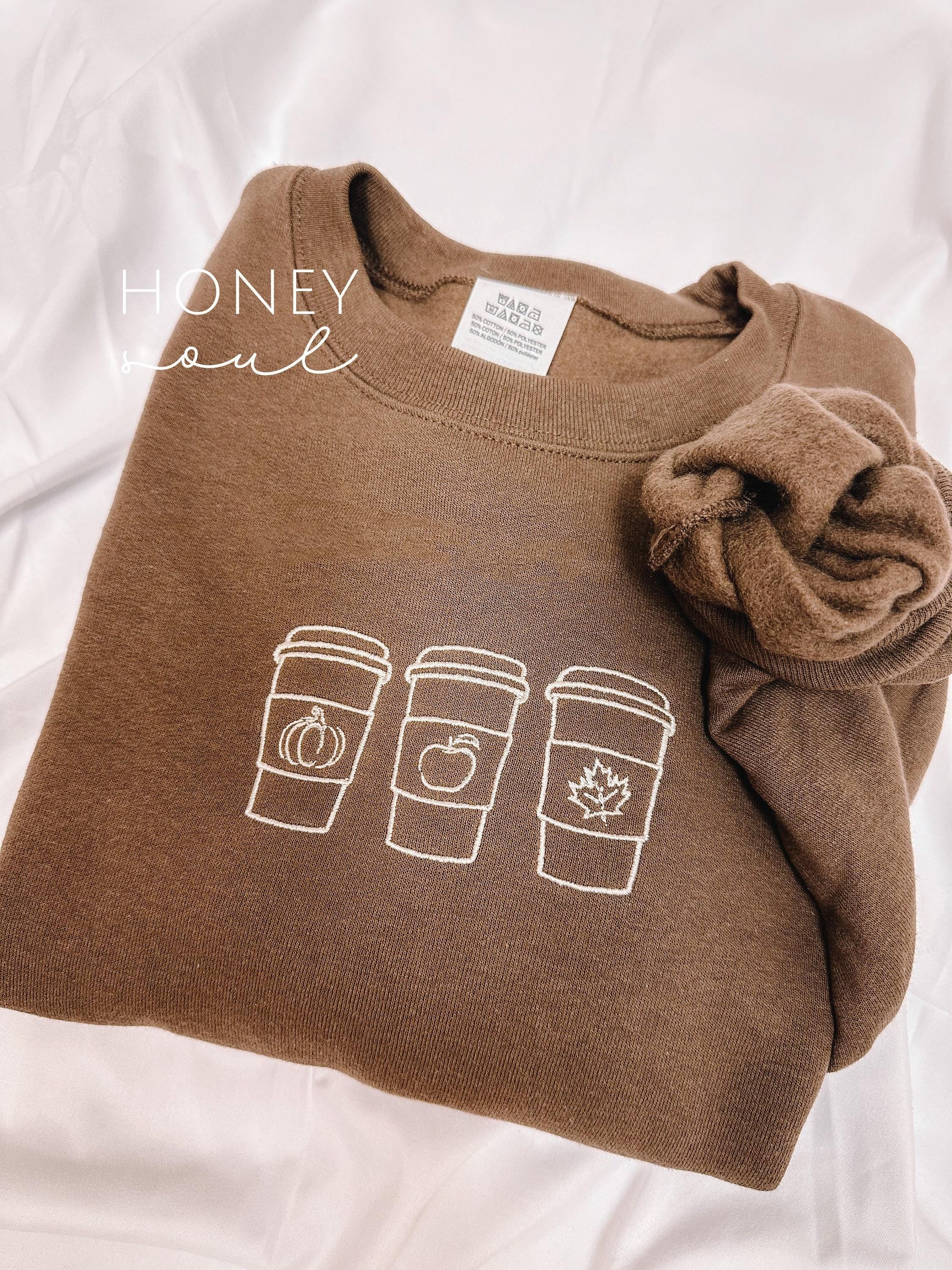 Embroidered Fall Coffee Cups Sweatshirt