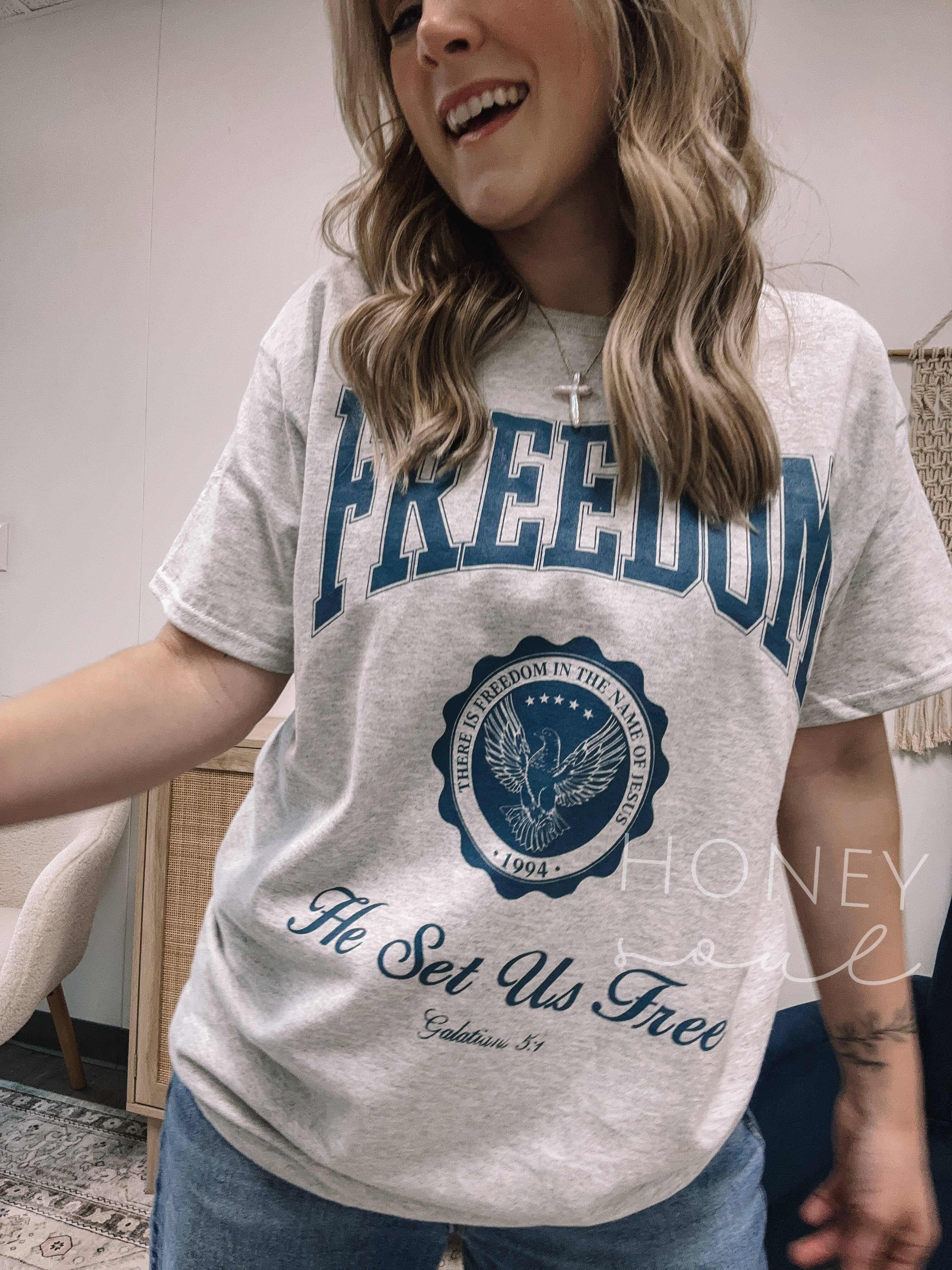 Freedom He Sets Us Free Graphic Tee