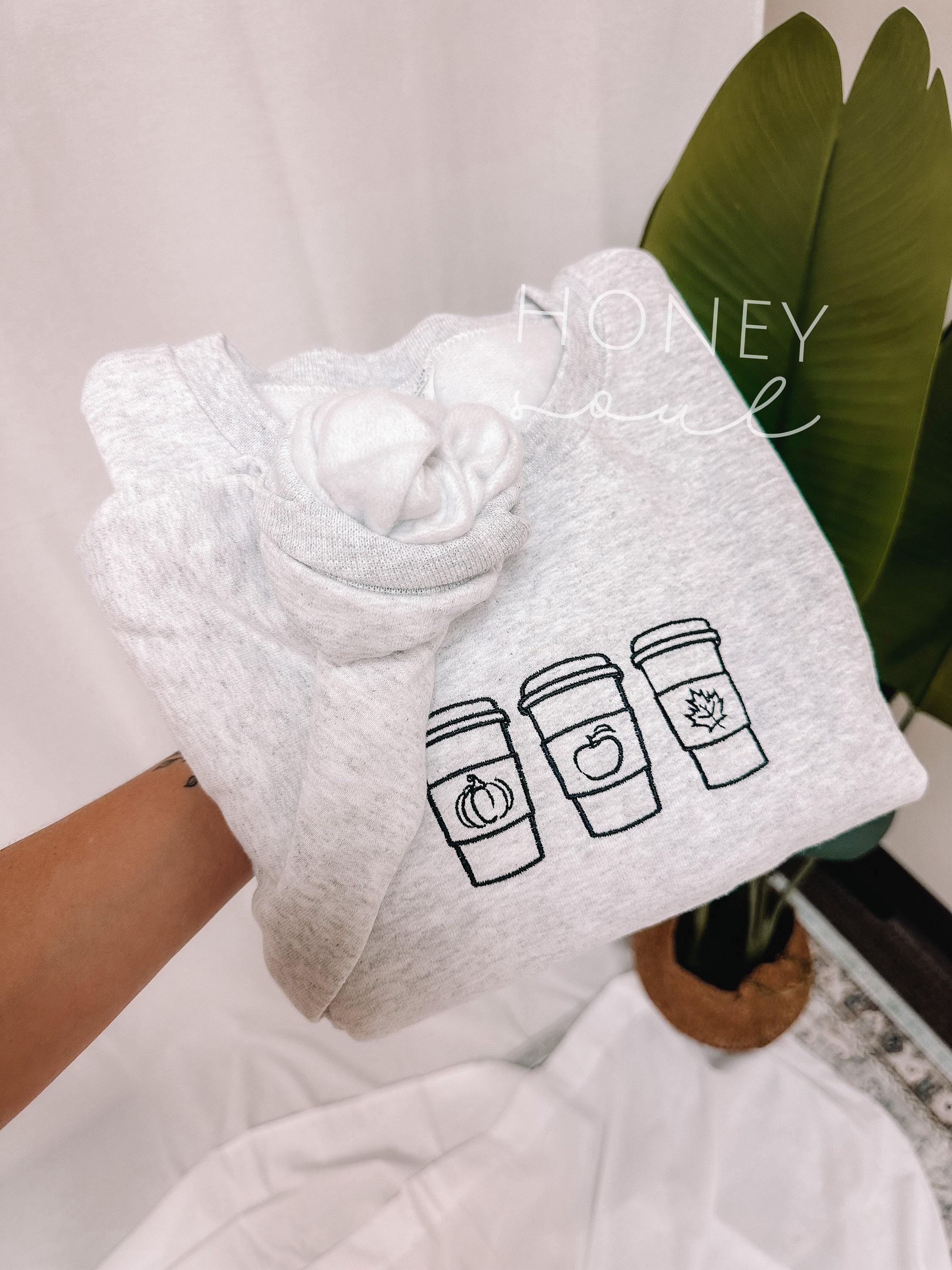 Embroidered Fall Coffee Cups Sweatshirt