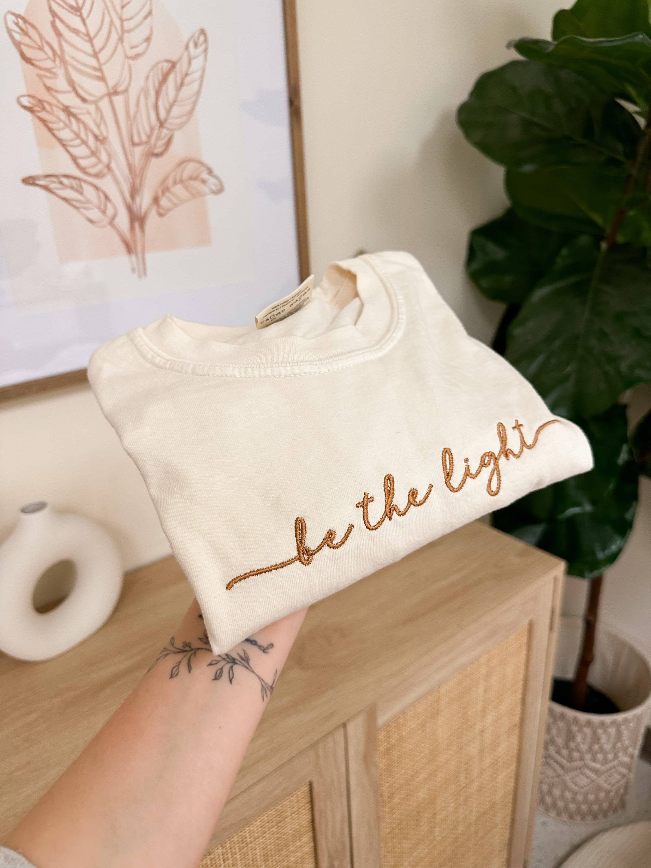 Embroidered Be The Light Summer Tee