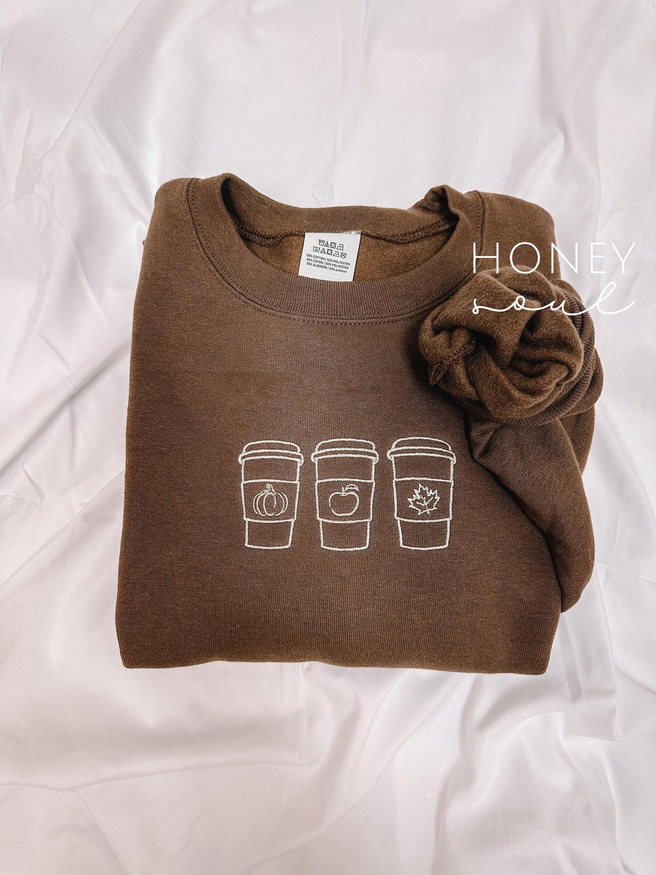 Embroidered Fall Coffee Cups Sweatshirt