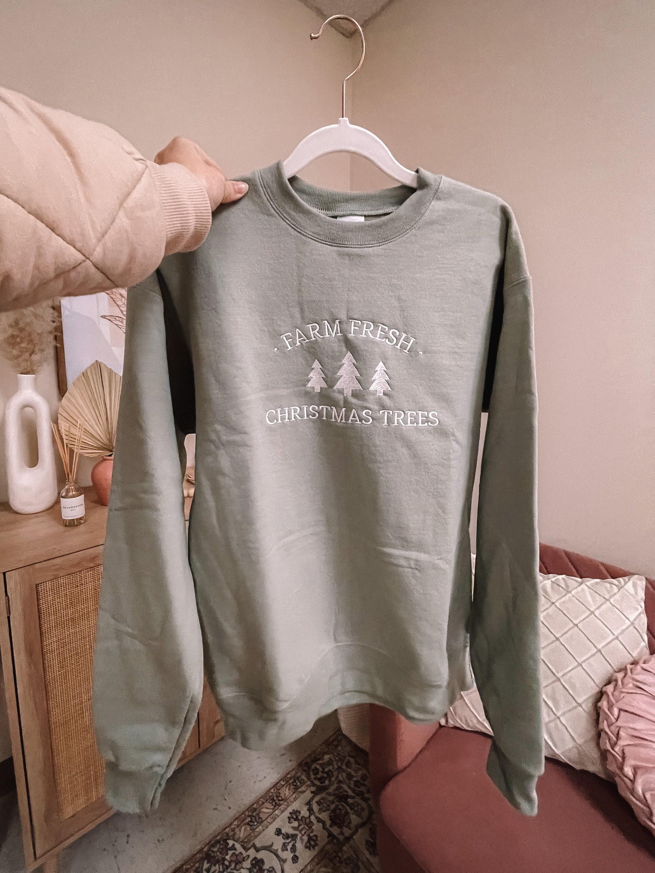 Embroidered Farm Fresh Christmas Trees Sweatshirt