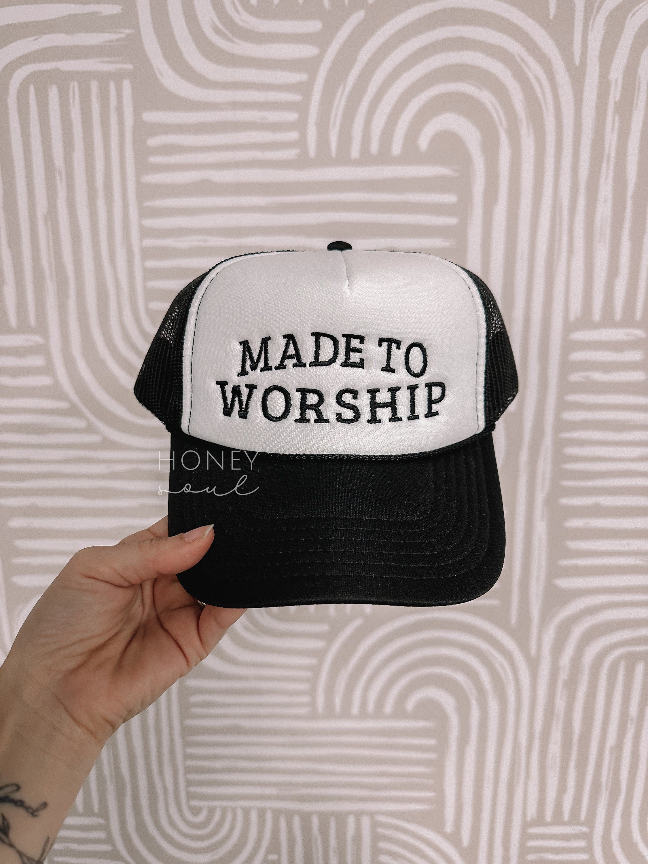 Embroidered Made To Worship Foam Trucker Hat