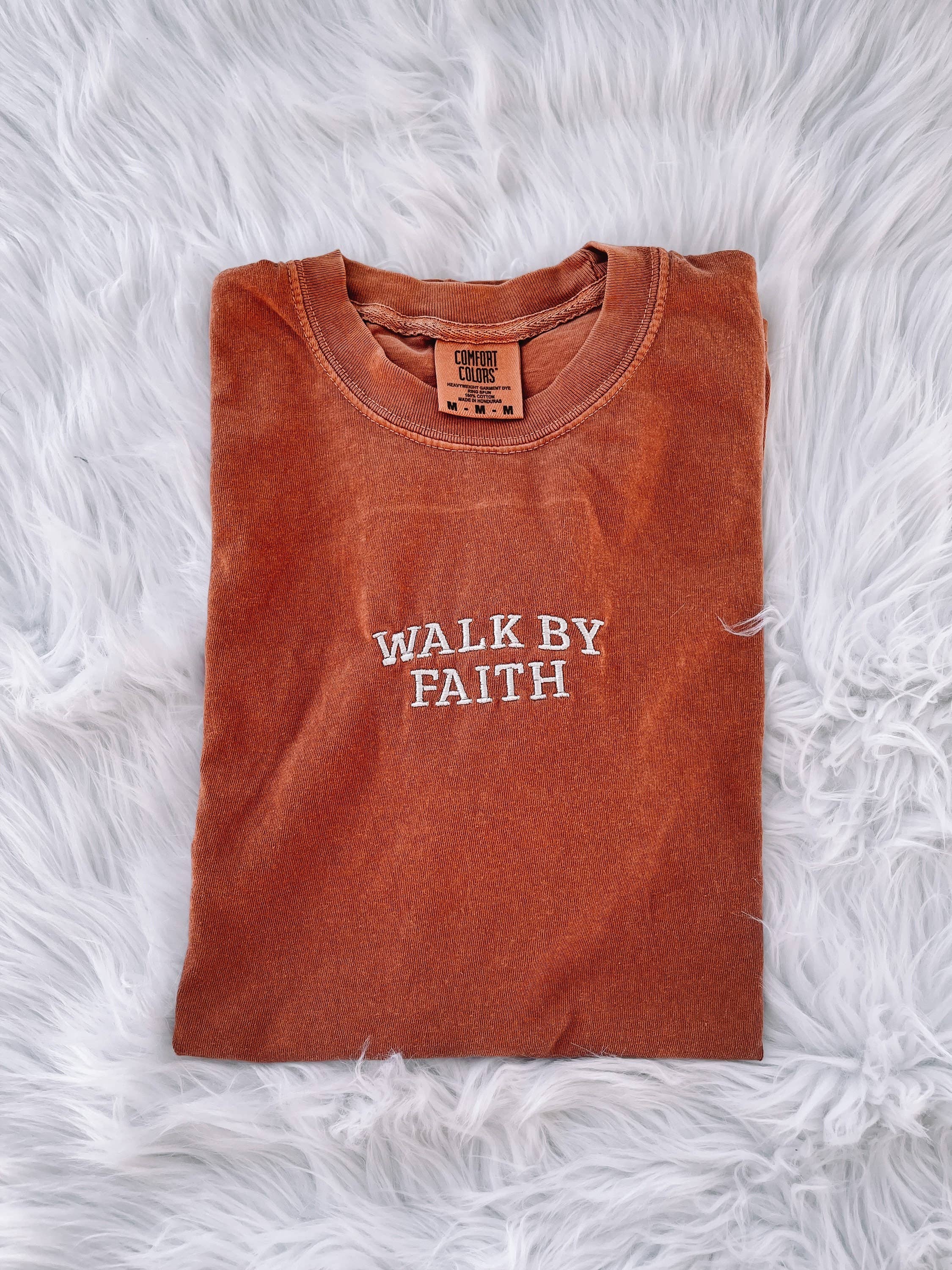 Embroidered Walk By Faith Summer Tee