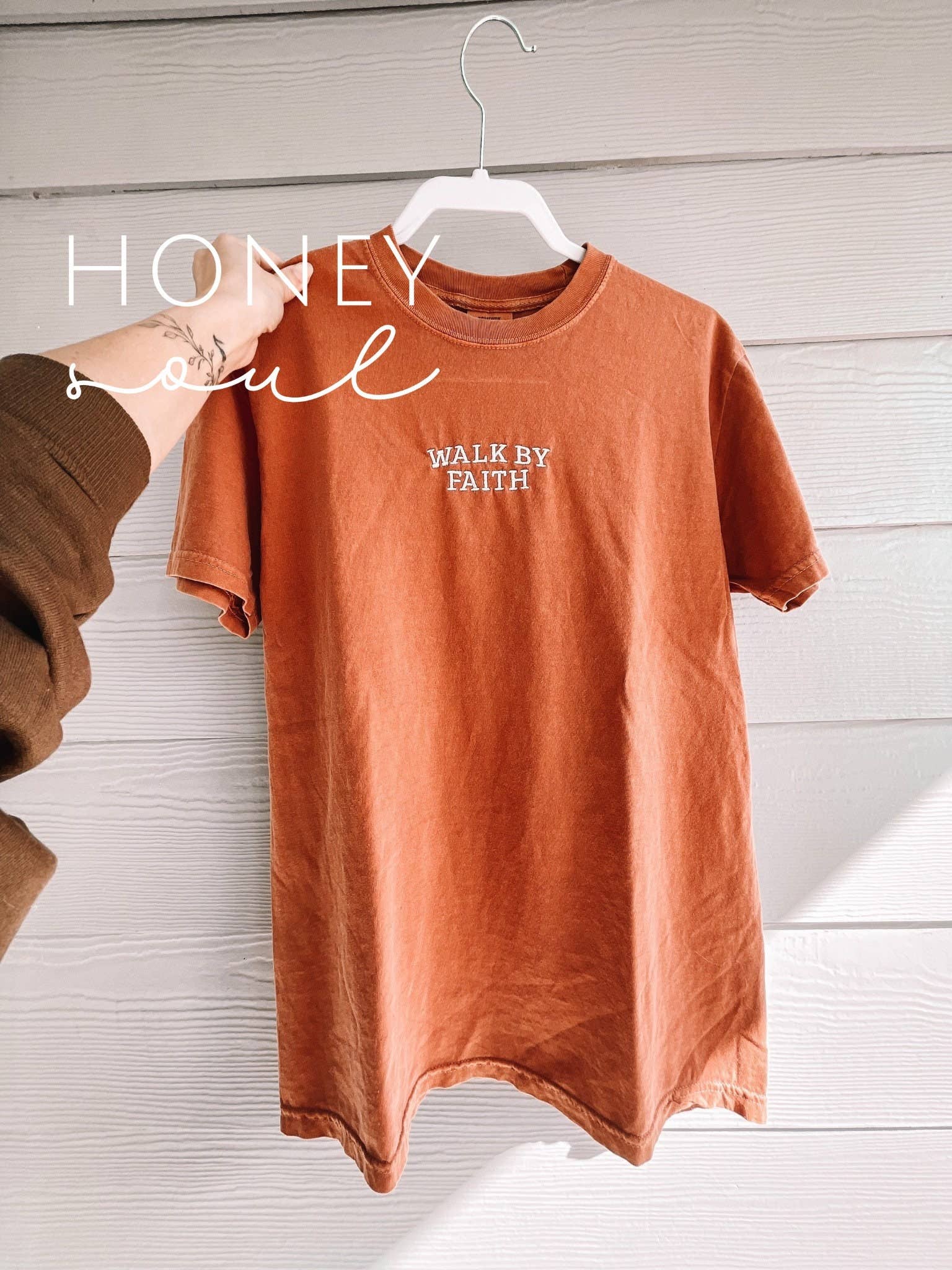 Embroidered Walk By Faith Summer Tee