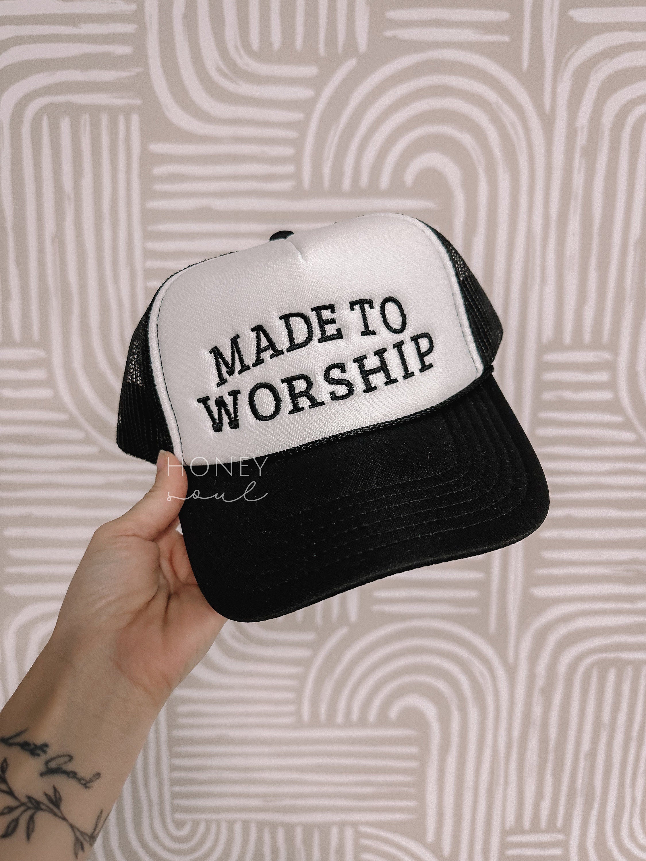 Embroidered Made To Worship Foam Trucker Hat