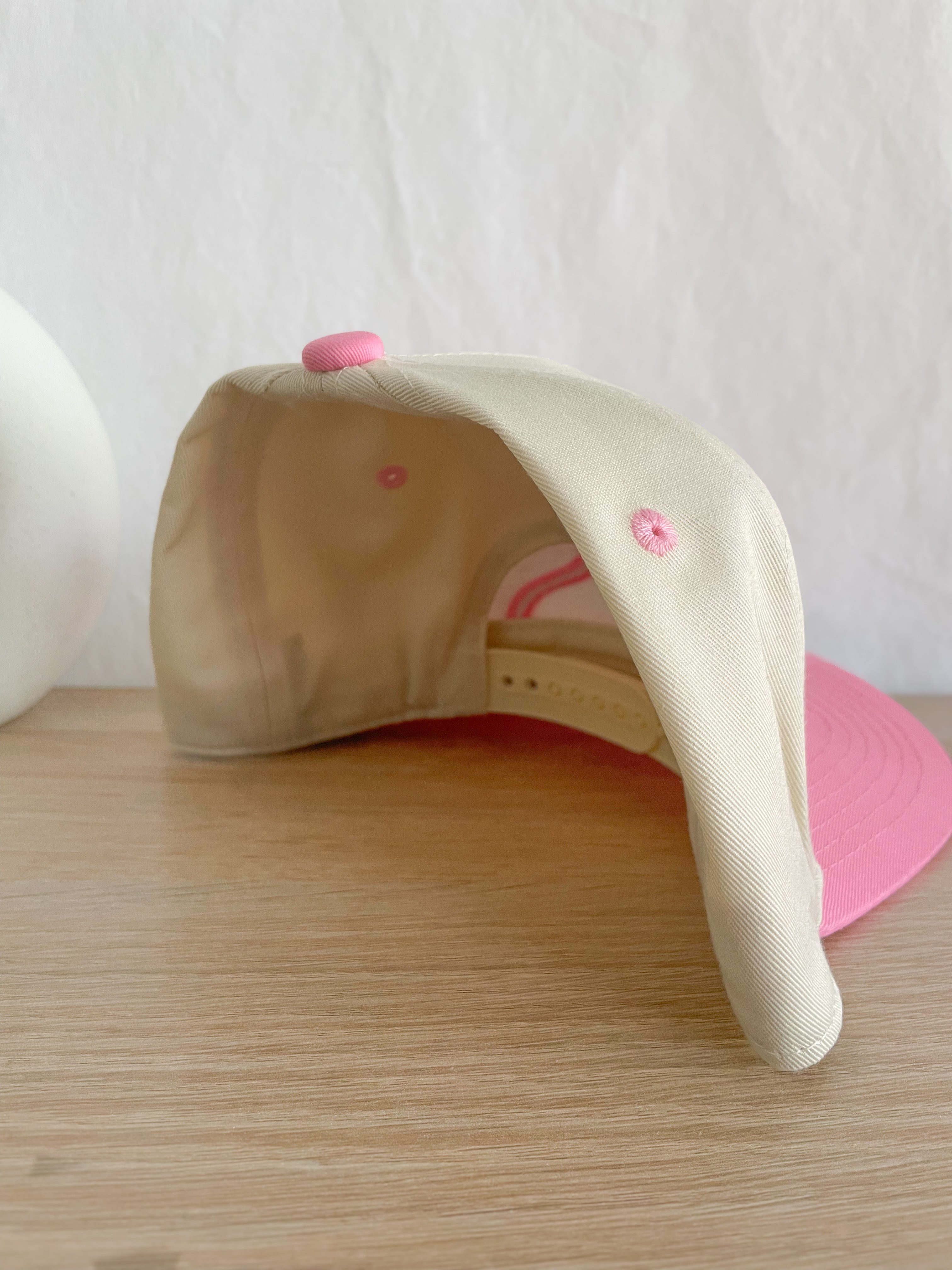 Pink Puff Bow Embroidered Hat