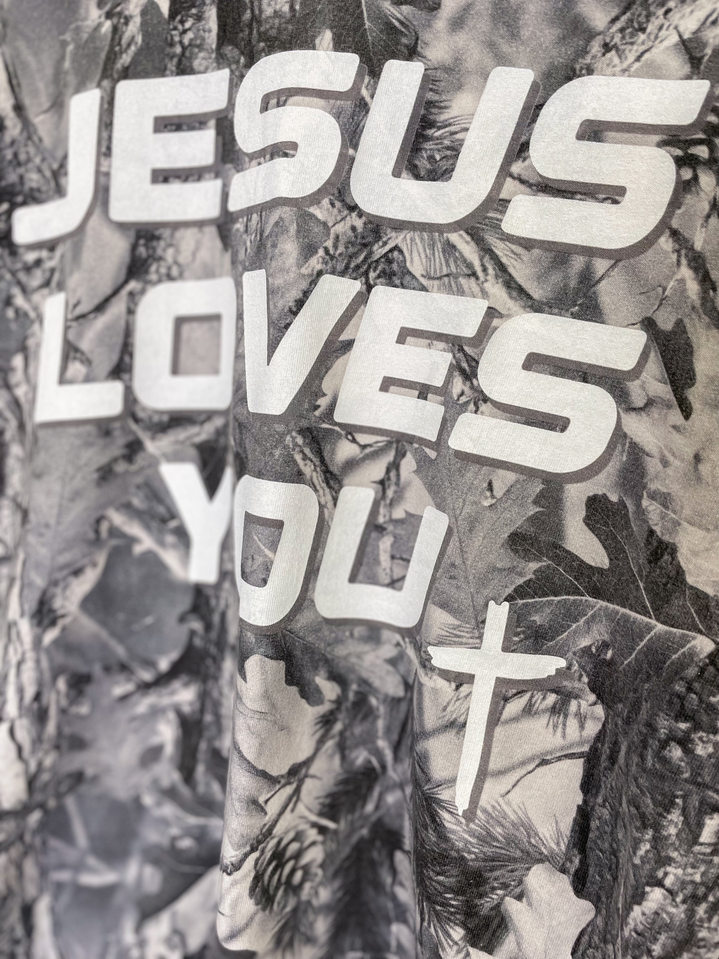 Jesus Loves You Camo Graphic Oversized Tee