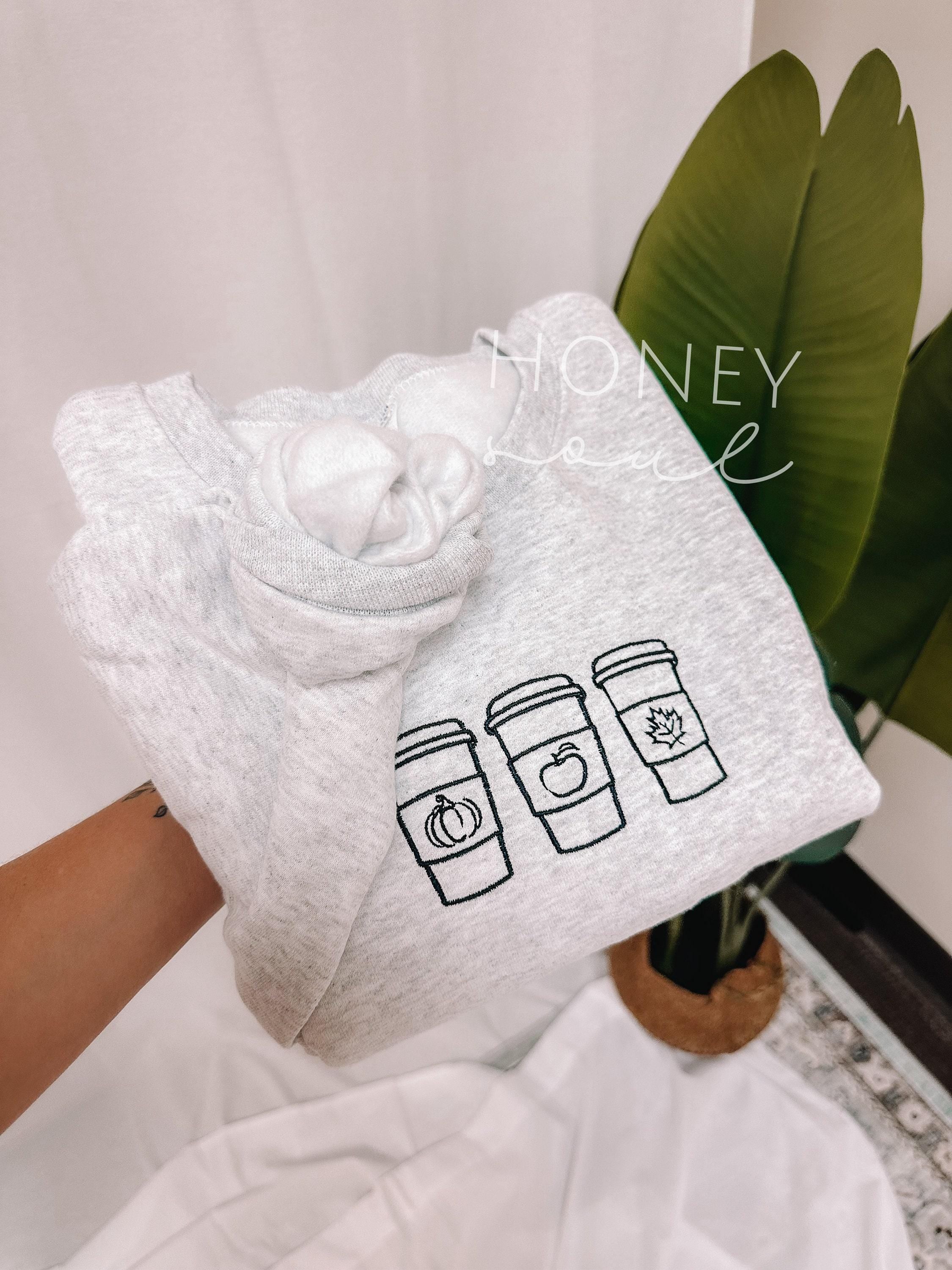 Embroidered Fall Coffee Cups Sweatshirt