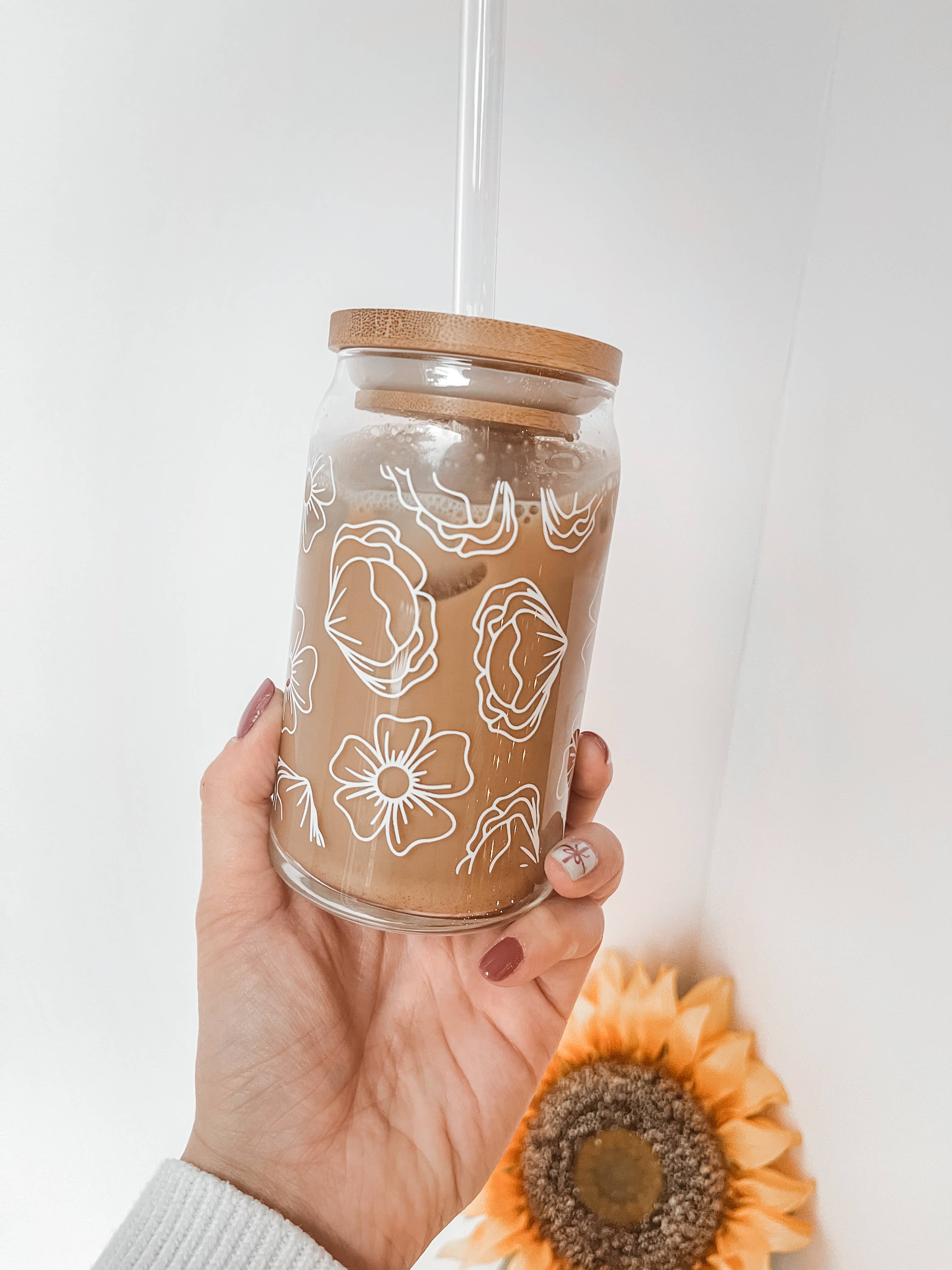 16 oz Jesus and Coffee Glass Can, Dishwasher Safe