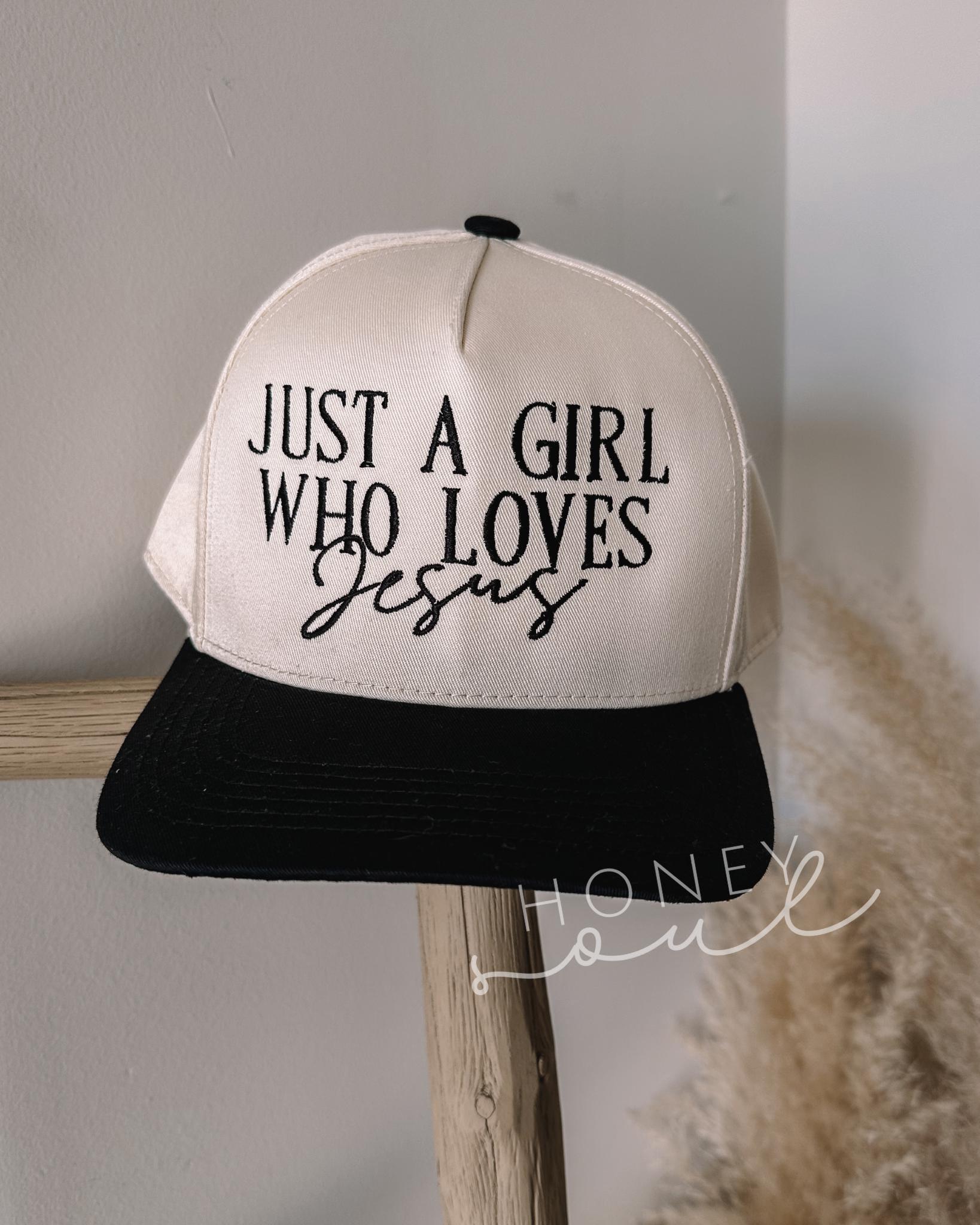 Embroidered Just A Girl Who Loves Jesus Trucker Hat
