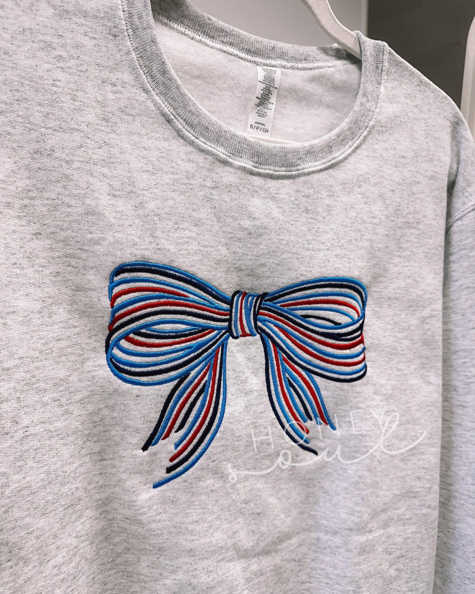 Embroidered Patriotic Coquette Bow Sweatshirt