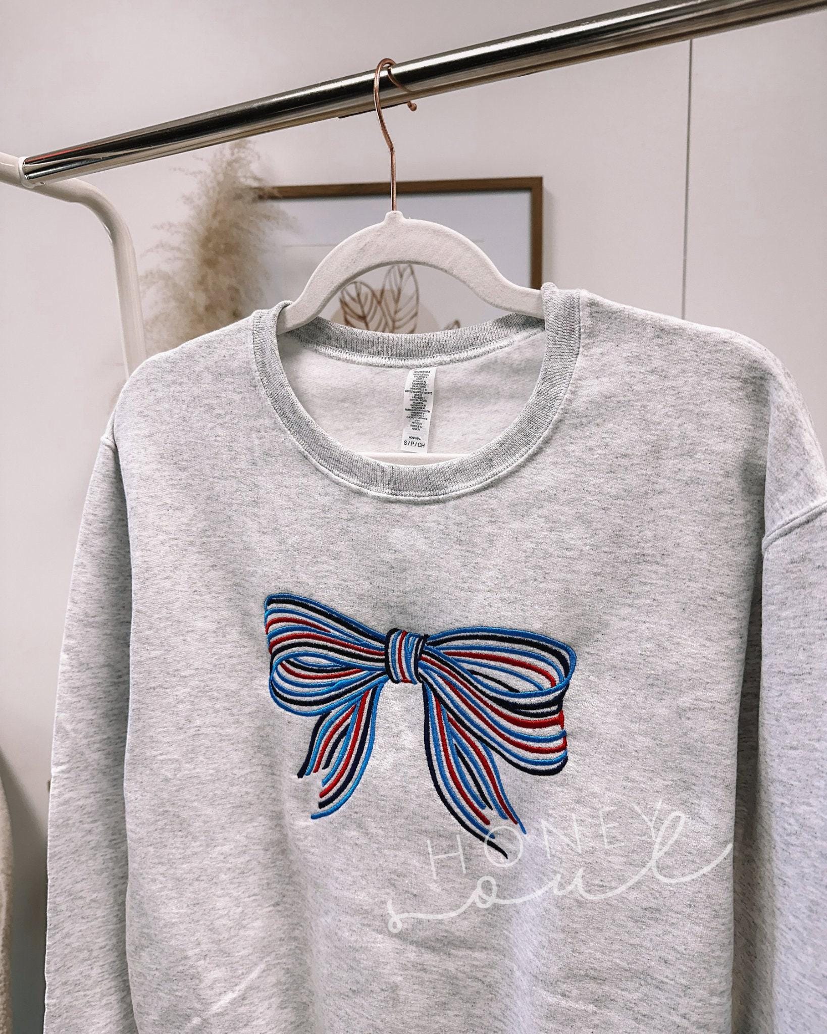 Embroidered Patriotic Coquette Bow Sweatshirt