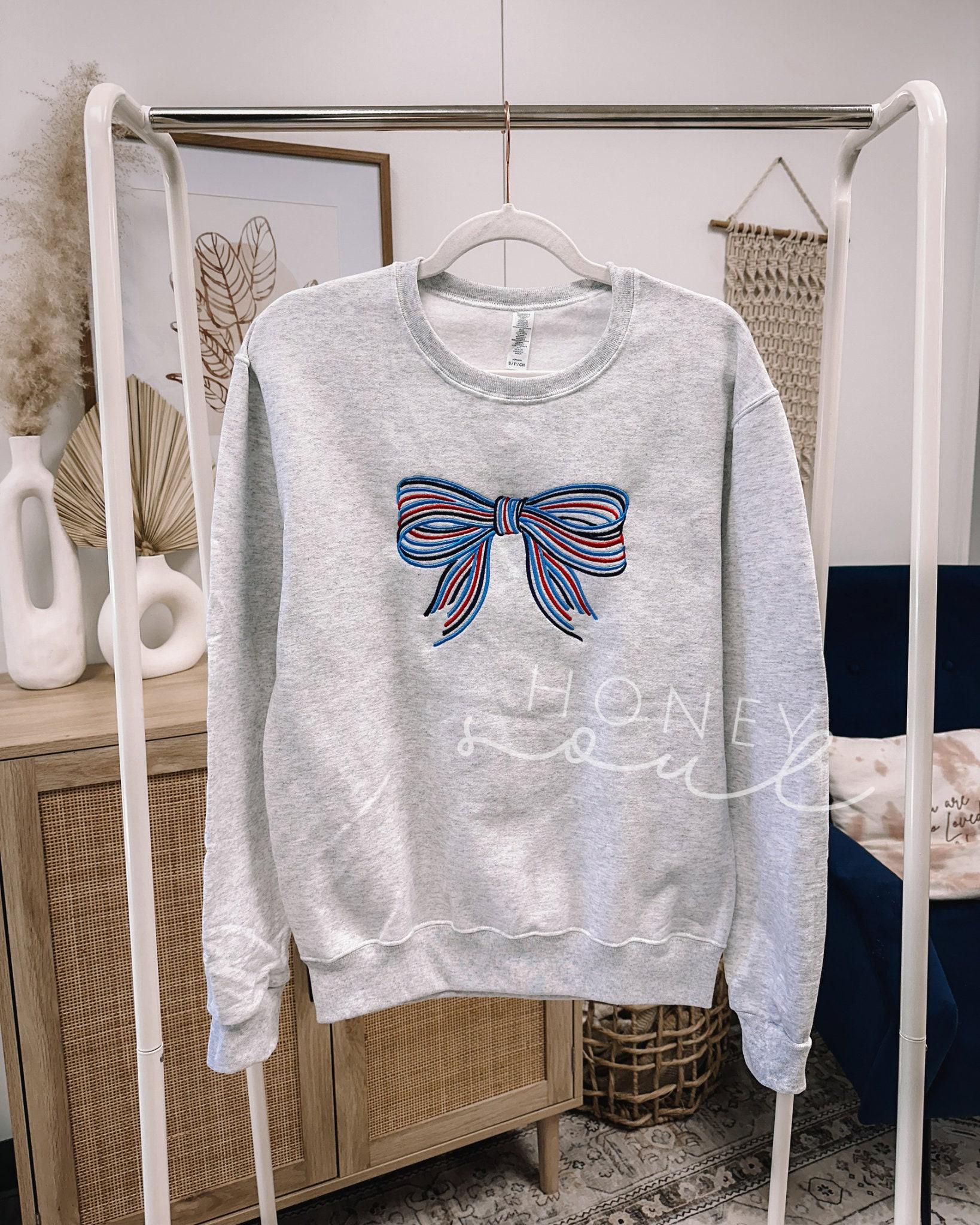 Embroidered Patriotic Coquette Bow Sweatshirt