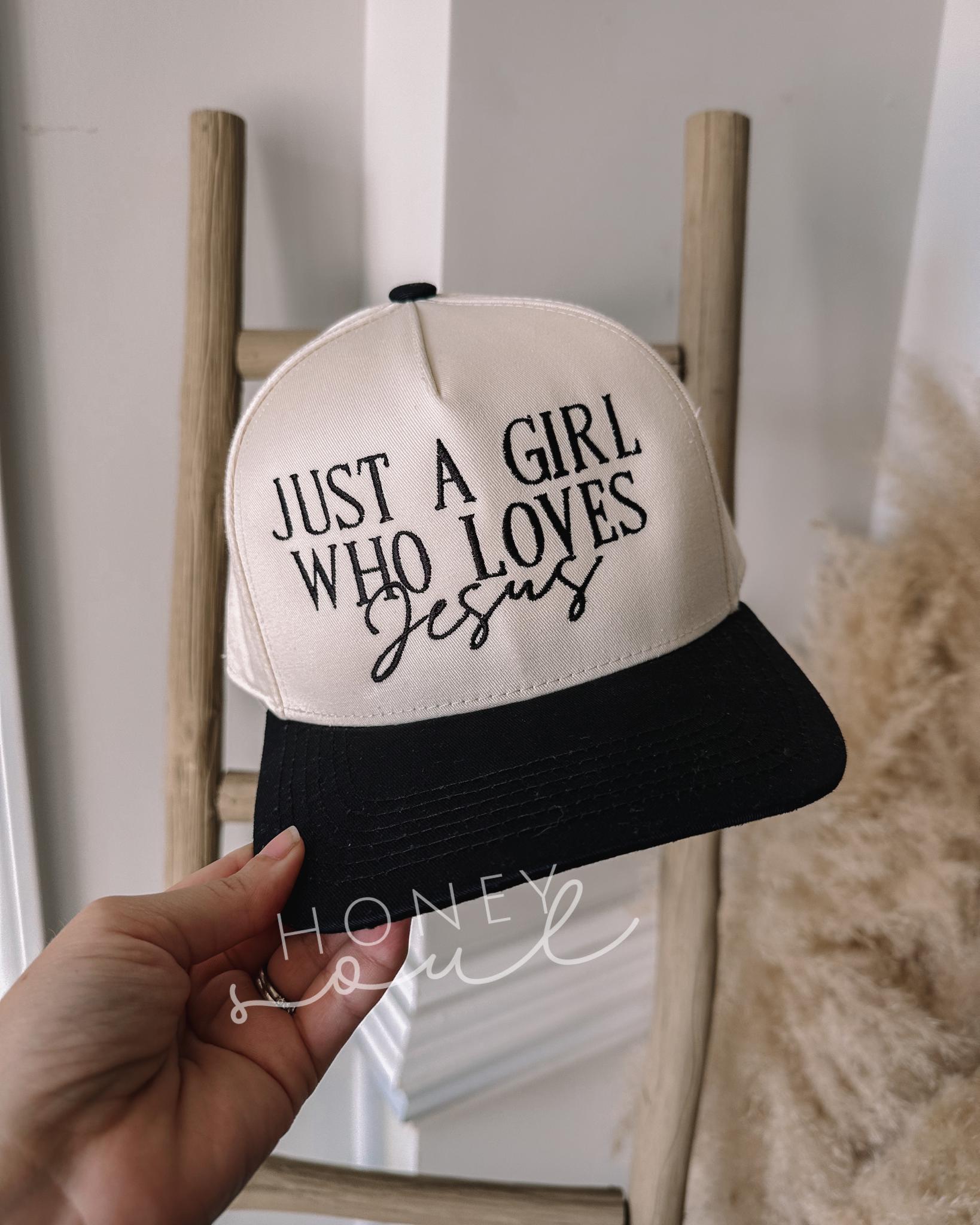 Embroidered Just A Girl Who Loves Jesus Trucker Hat