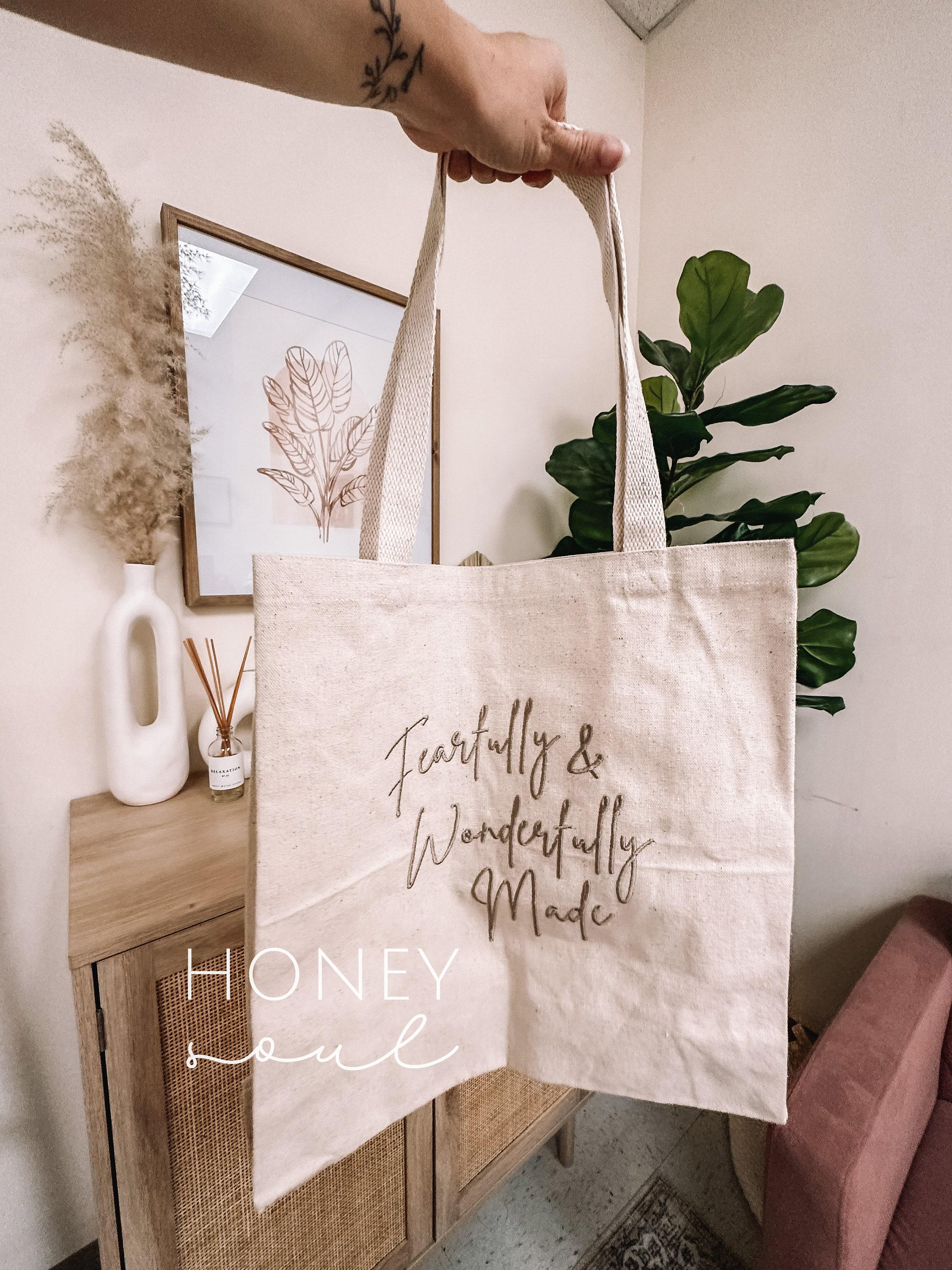 Embroidered Fearfully & Wonderfully Made Tote Bag