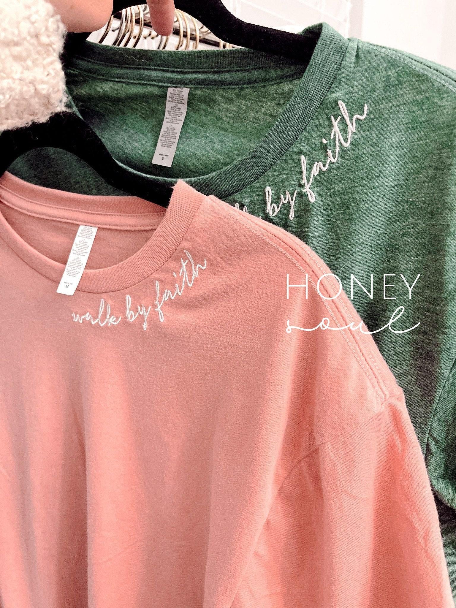 Embroidered 'walk by faith' Crop Top