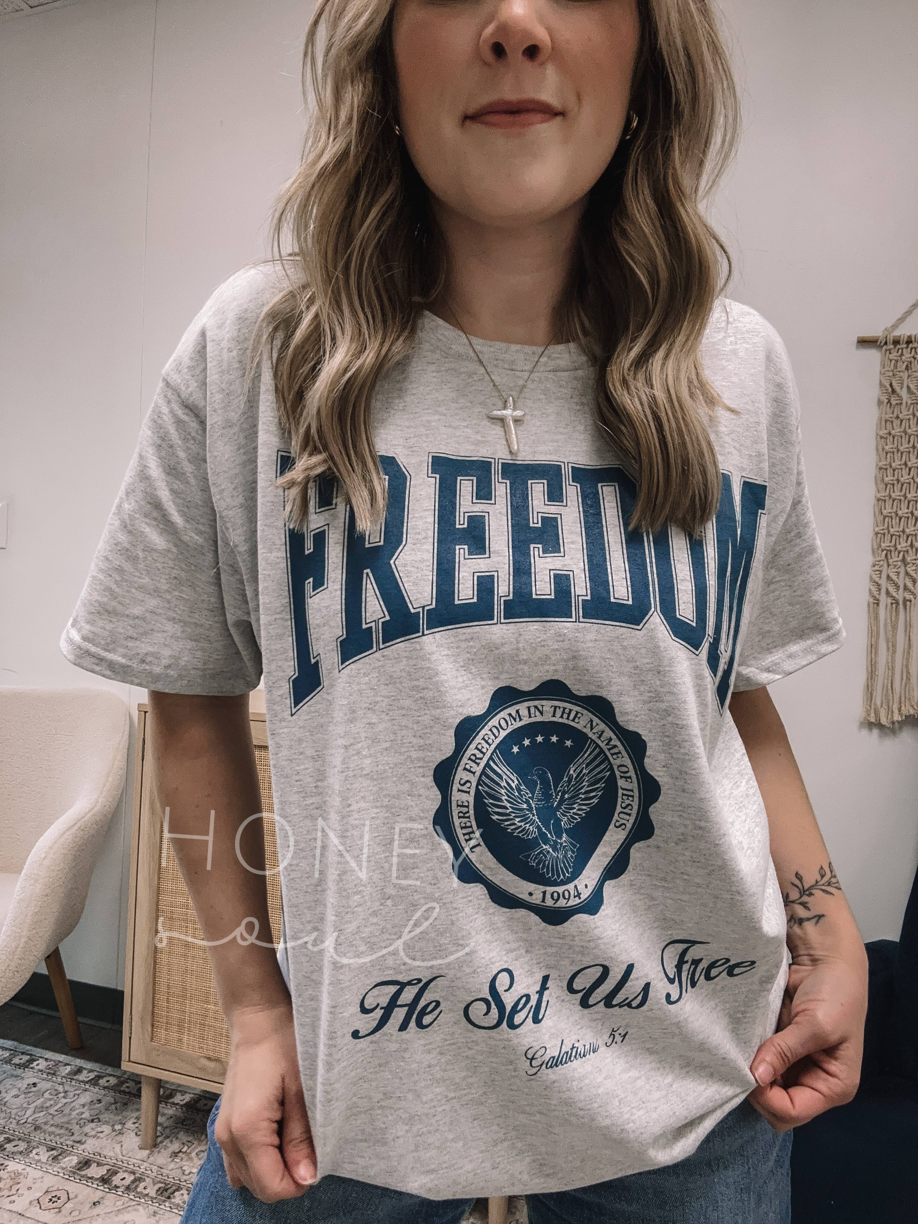 Freedom He Sets Us Free Graphic Tee
