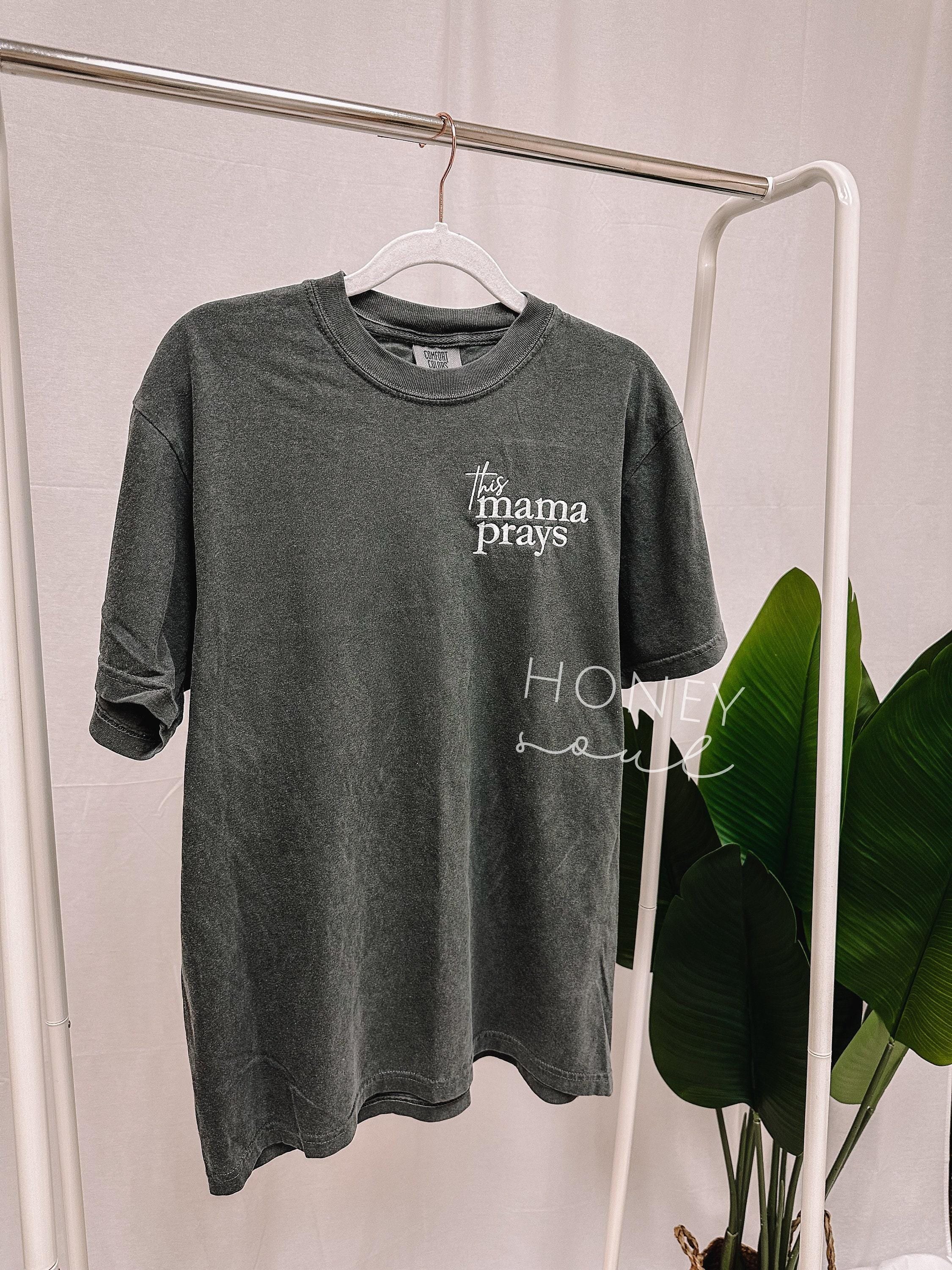 Embroidered This Mama Prays Tee