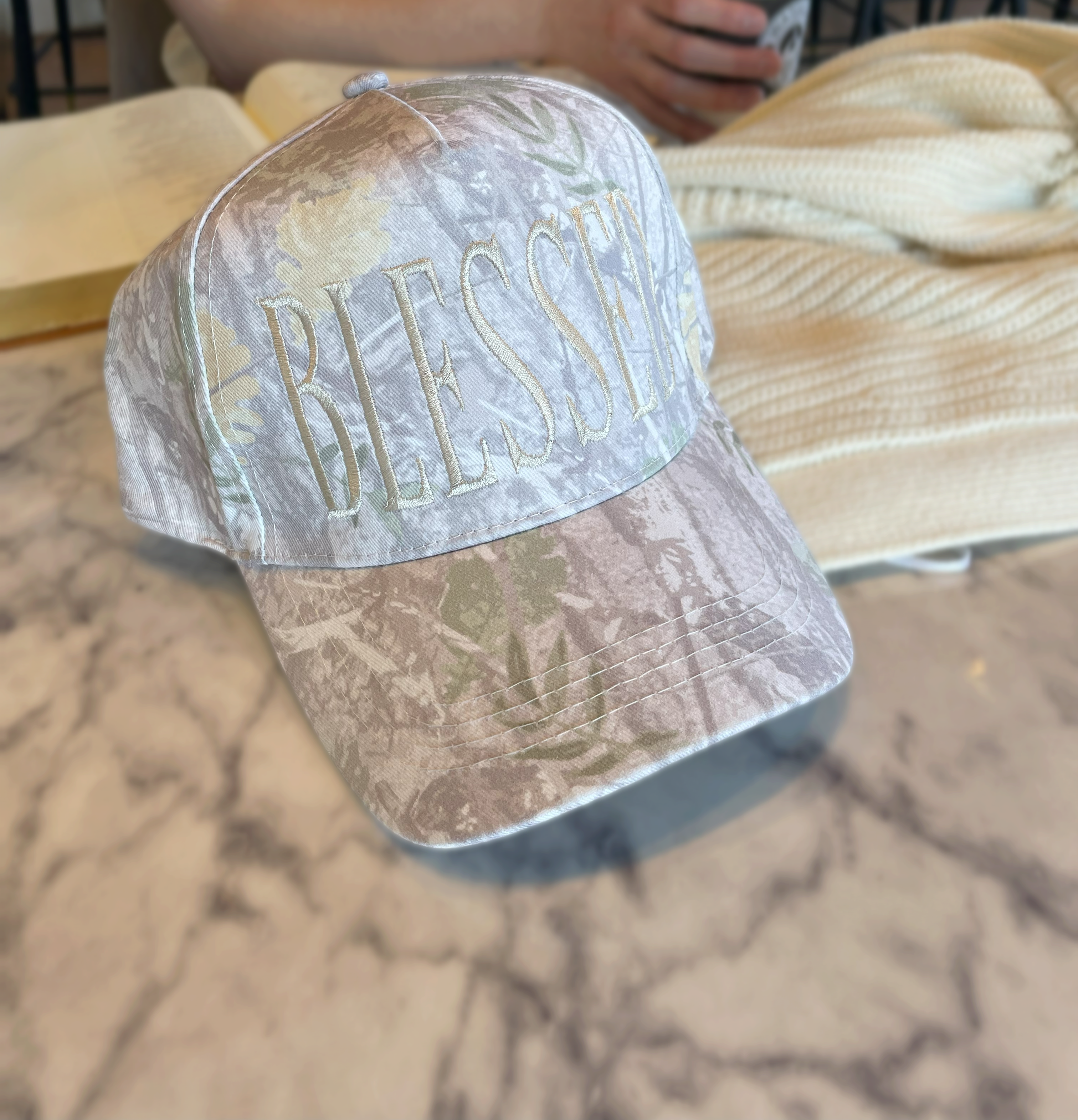 a baseball cap sitting on top of a table