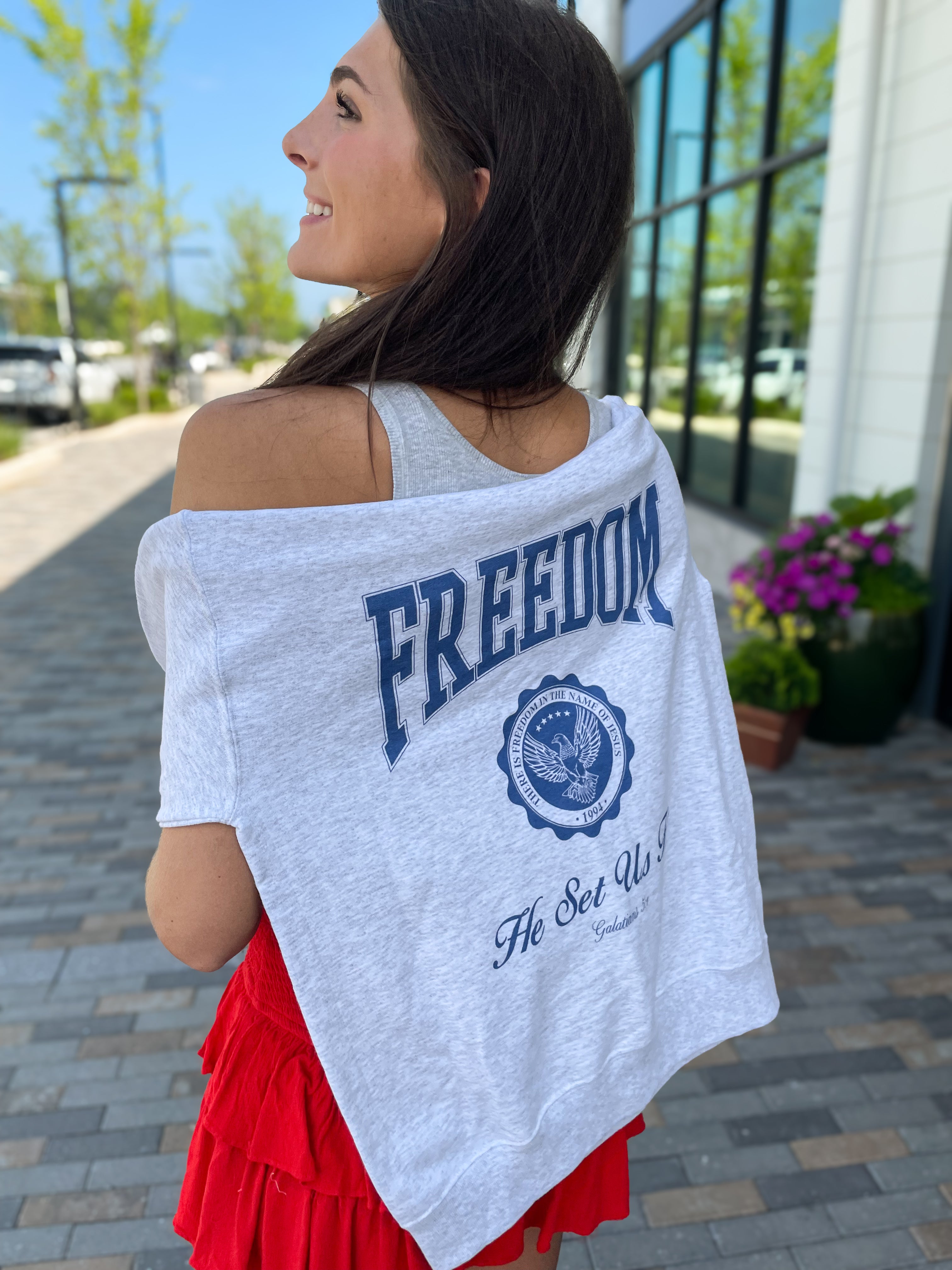 Freedom He Sets Us Free Graphic Sweatshirt
