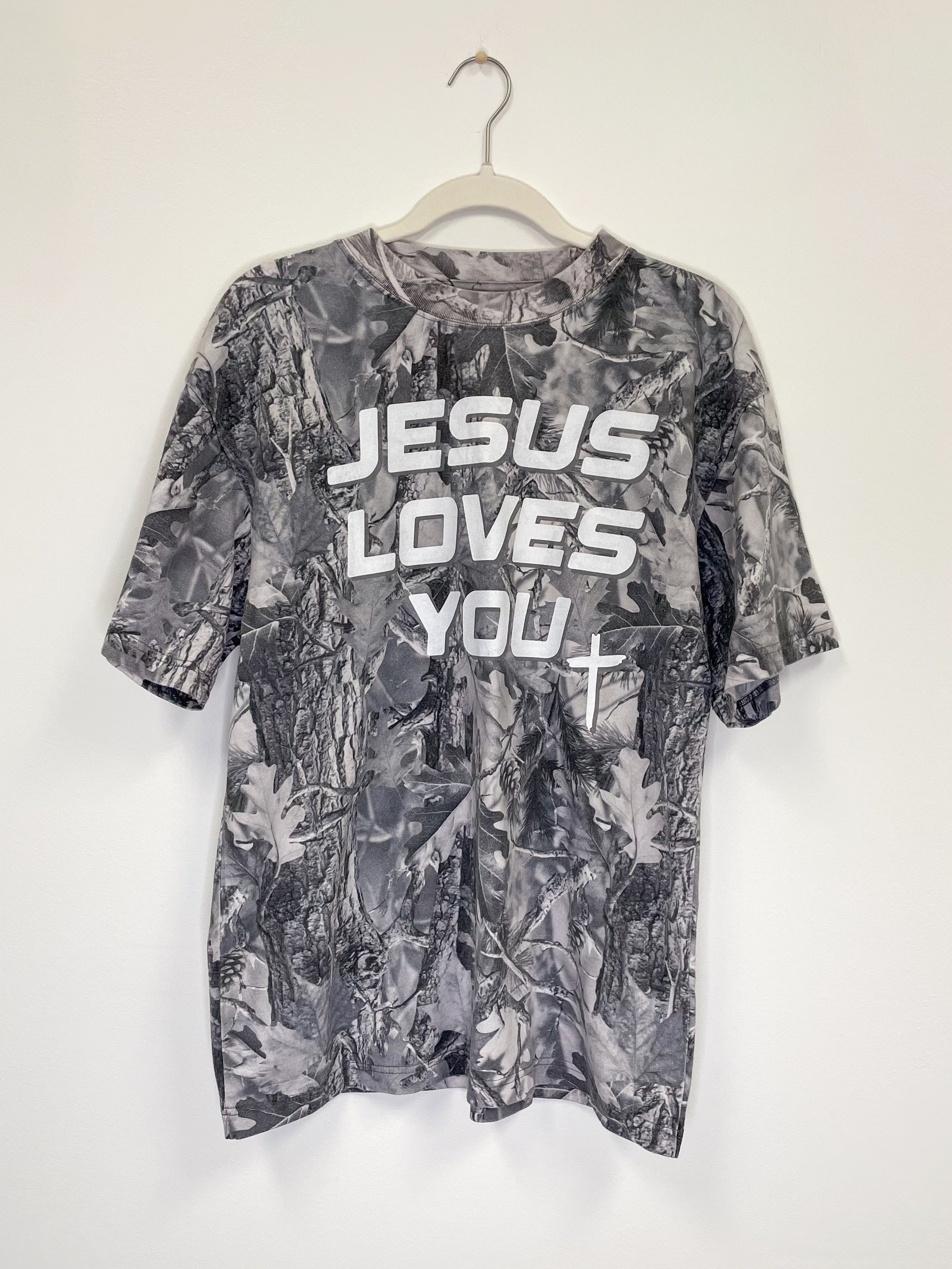 Jesus Loves You Camo Graphic Oversized Tee