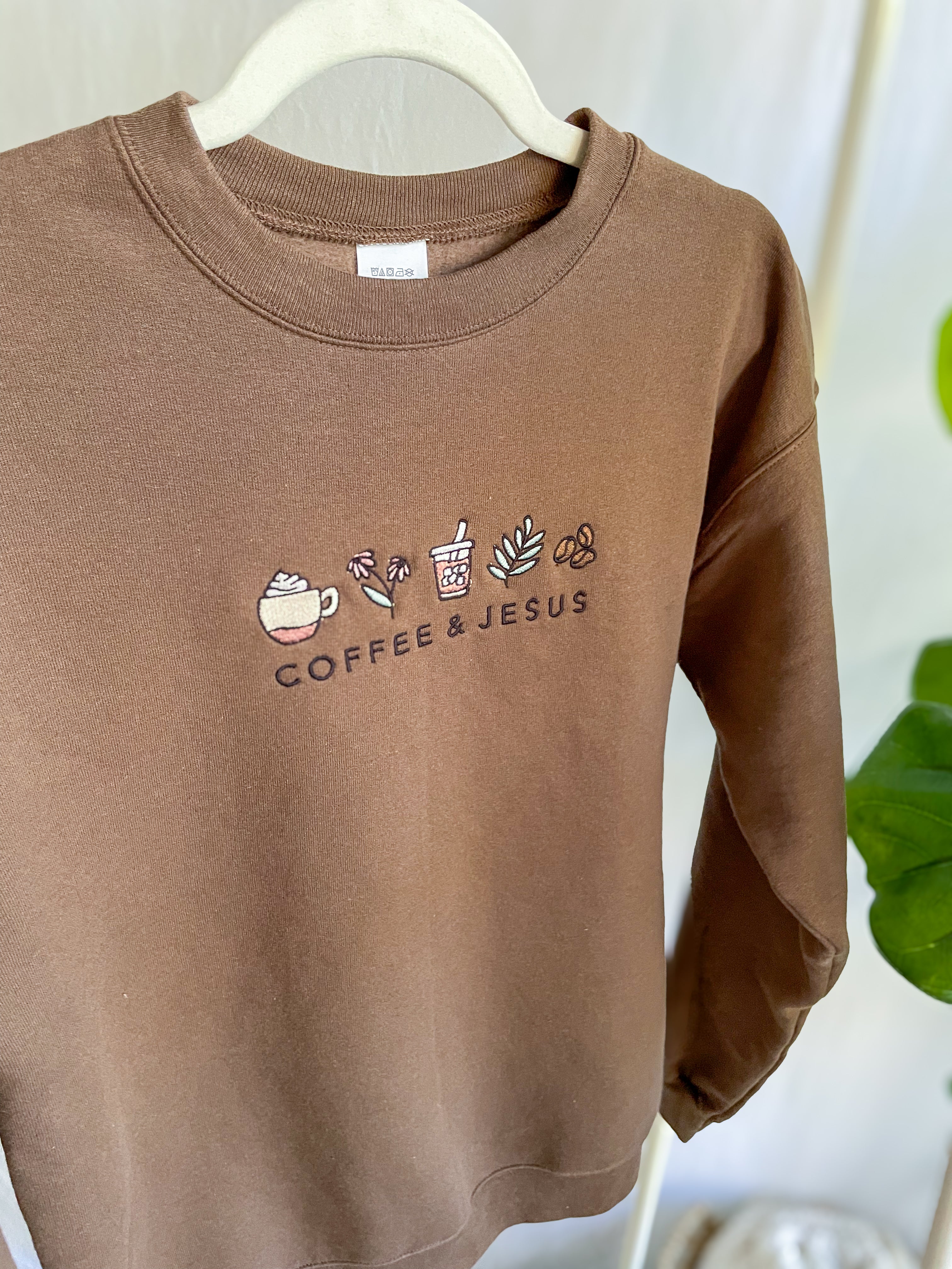Embroidered COFFEE AND JESUS Sweatshirt