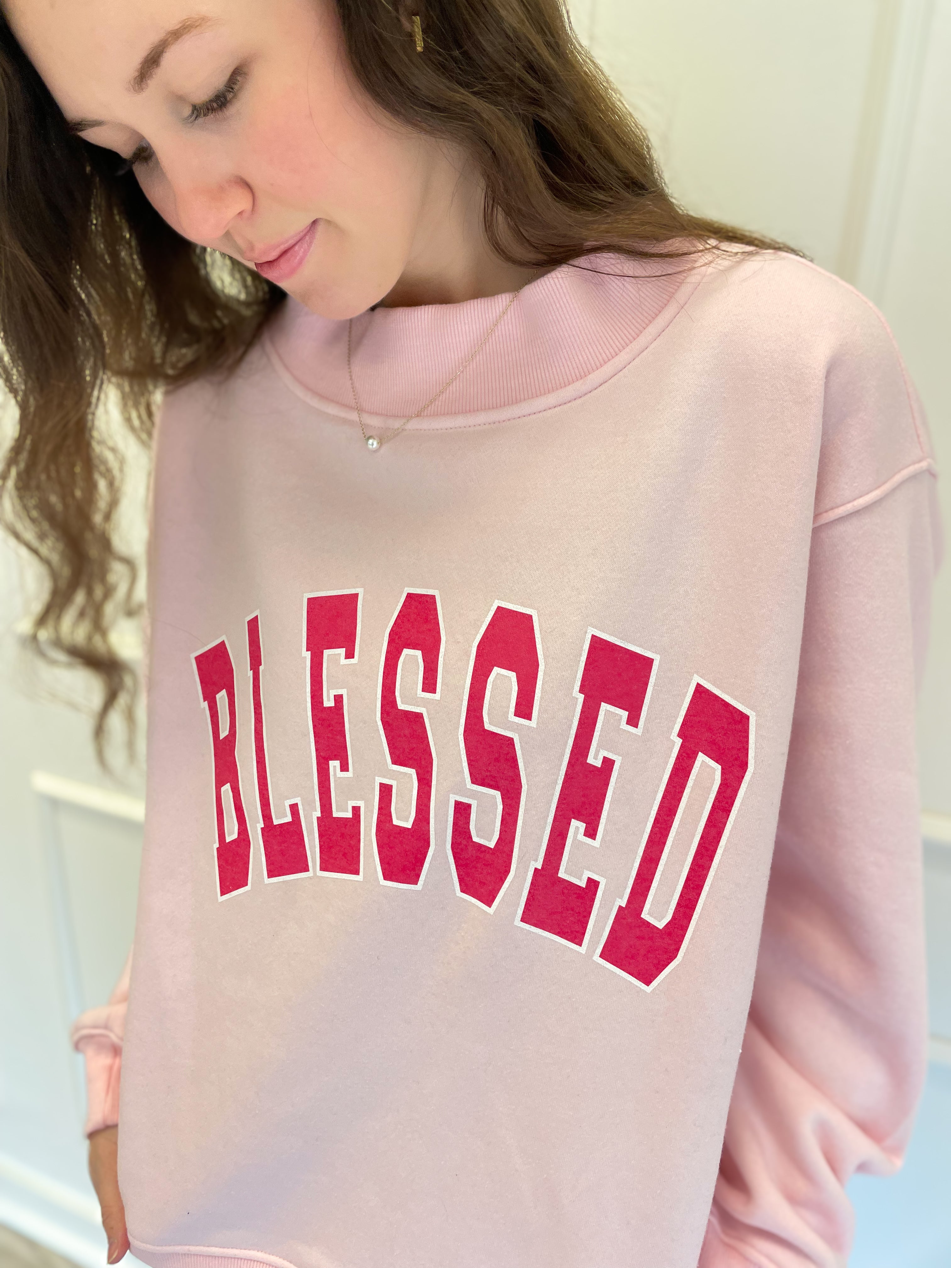 BLESSED Mock Neck Graphic Sweatshirt