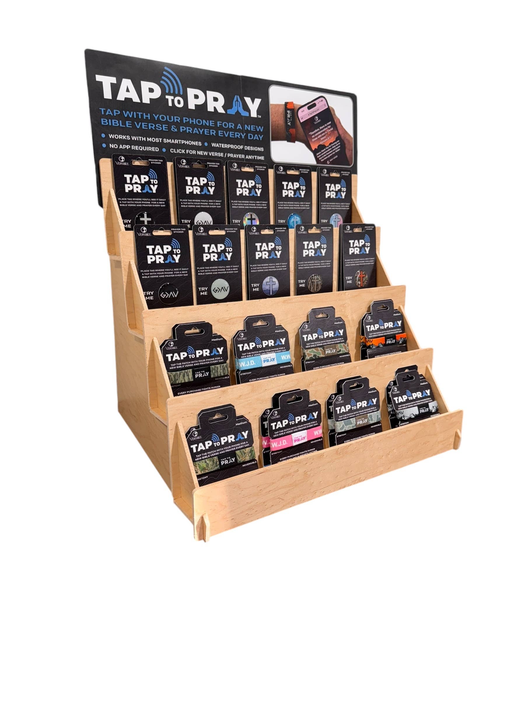 Tap To Pray™ Wristbands - Blue & Pink WWJD