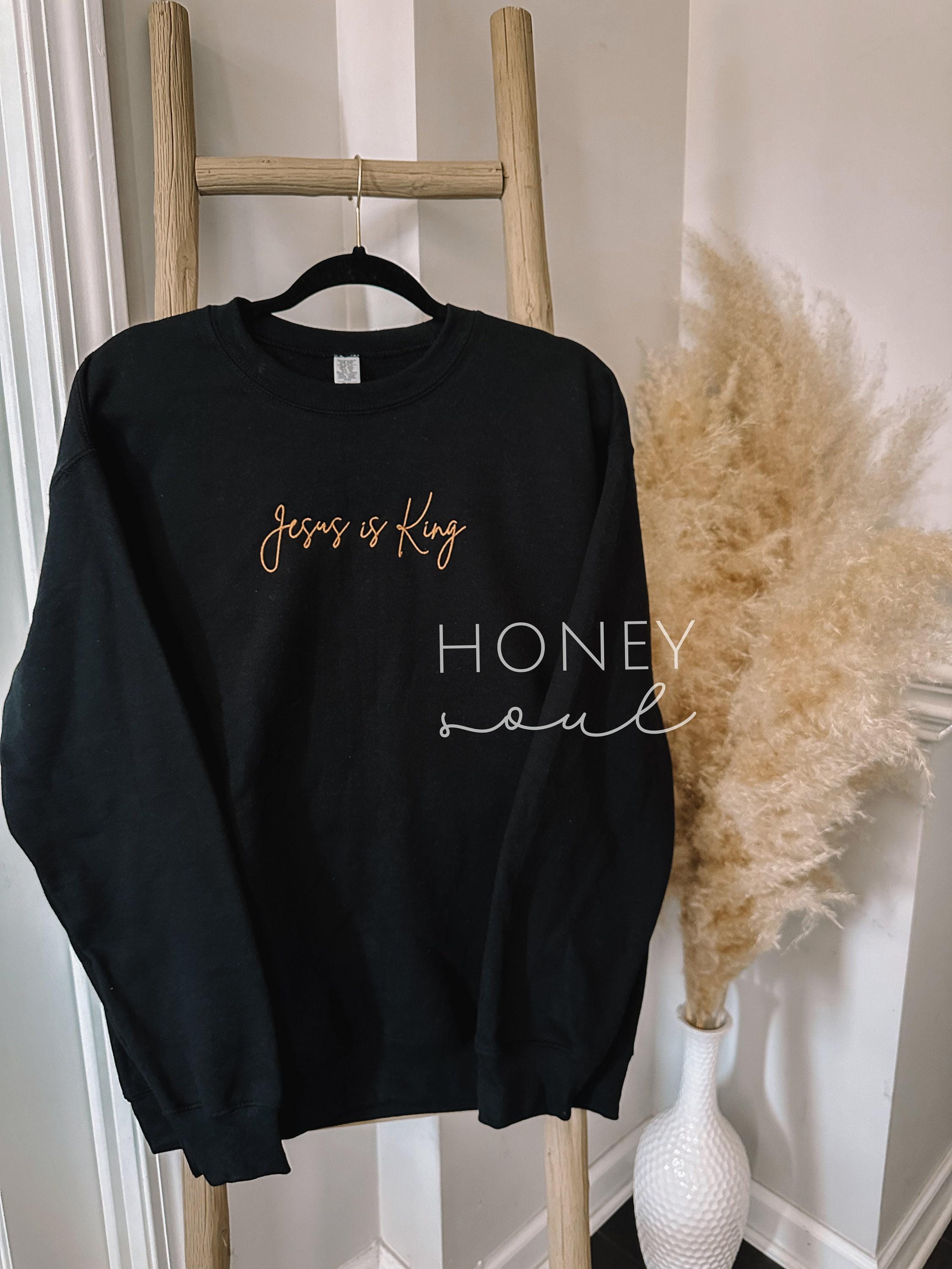 Embroidered 'Jesus is King' Sweatshirt BLACK or WHITE