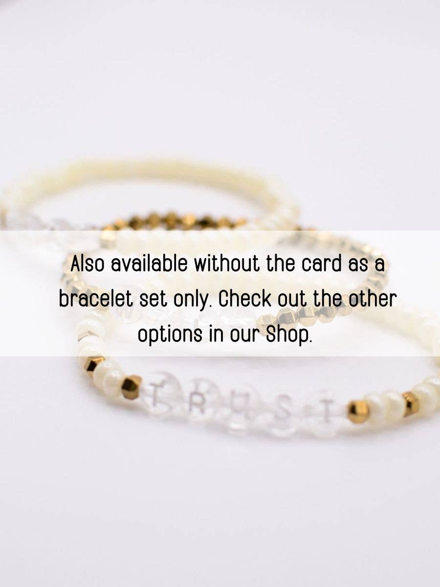Pray Wait Trust Christian gift letter bracelet set Scripture