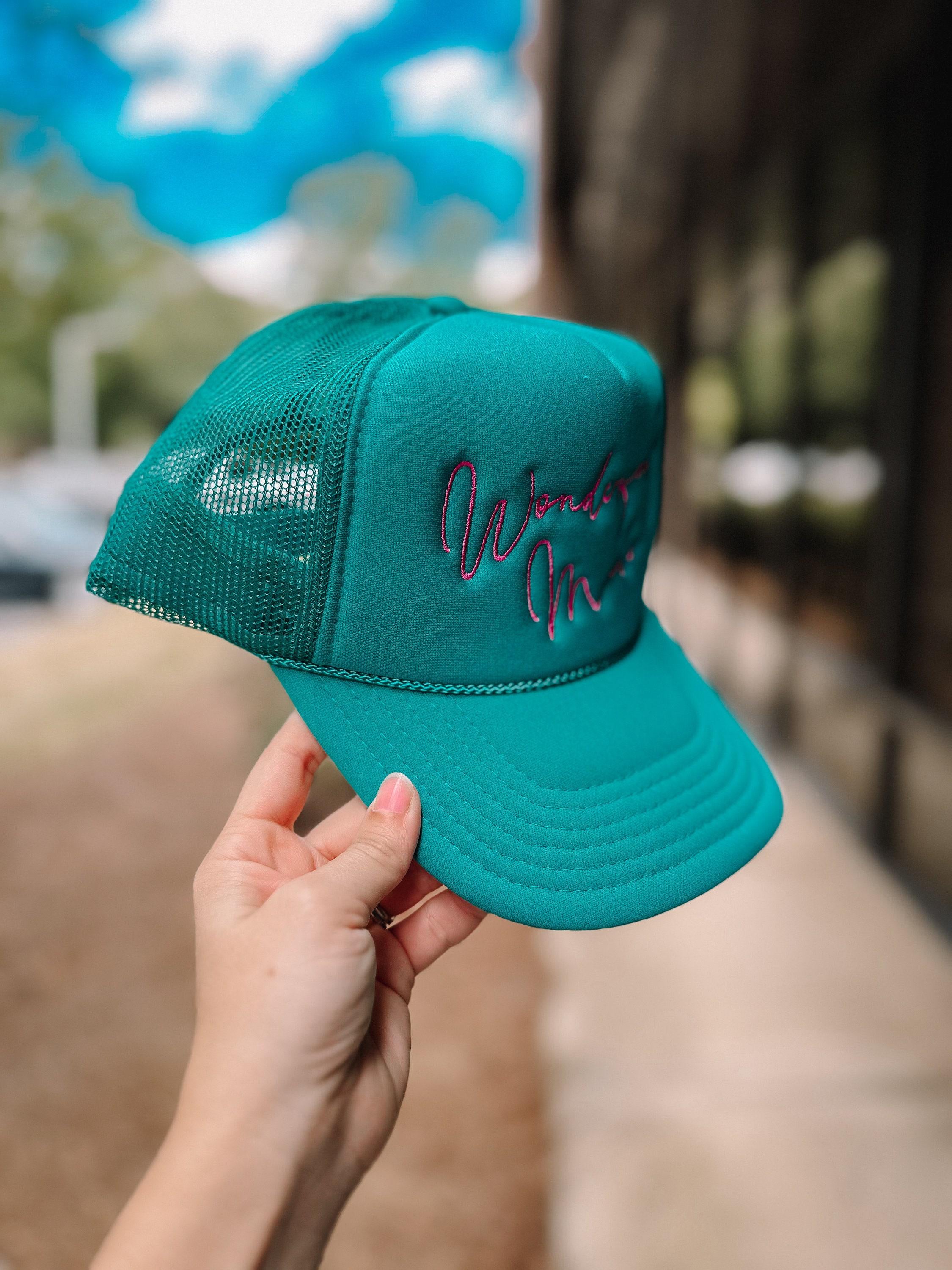 Embroidered Wonderfully Made Teal Foam Trucker Hat
