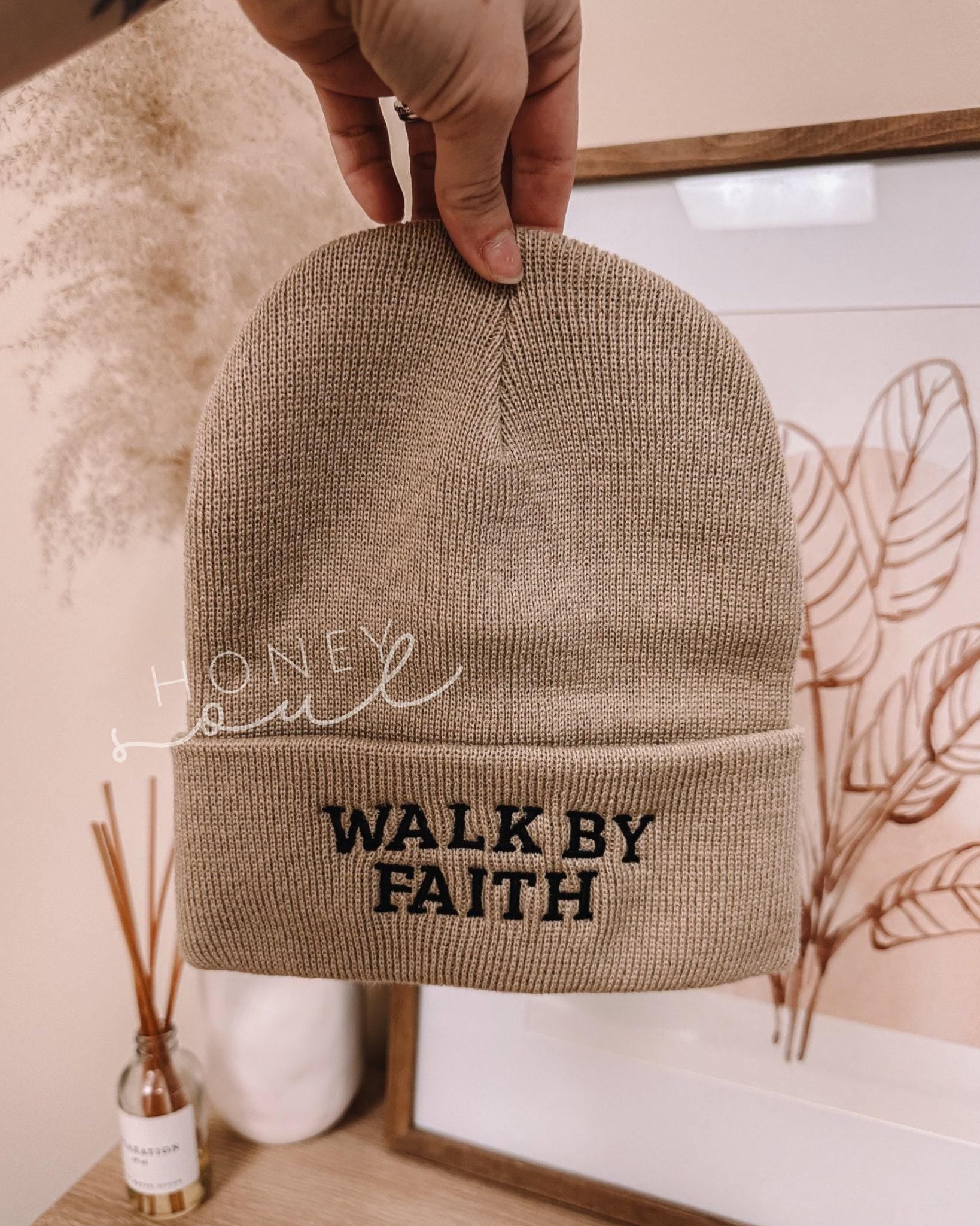 Embroidered walk by faith Beanie