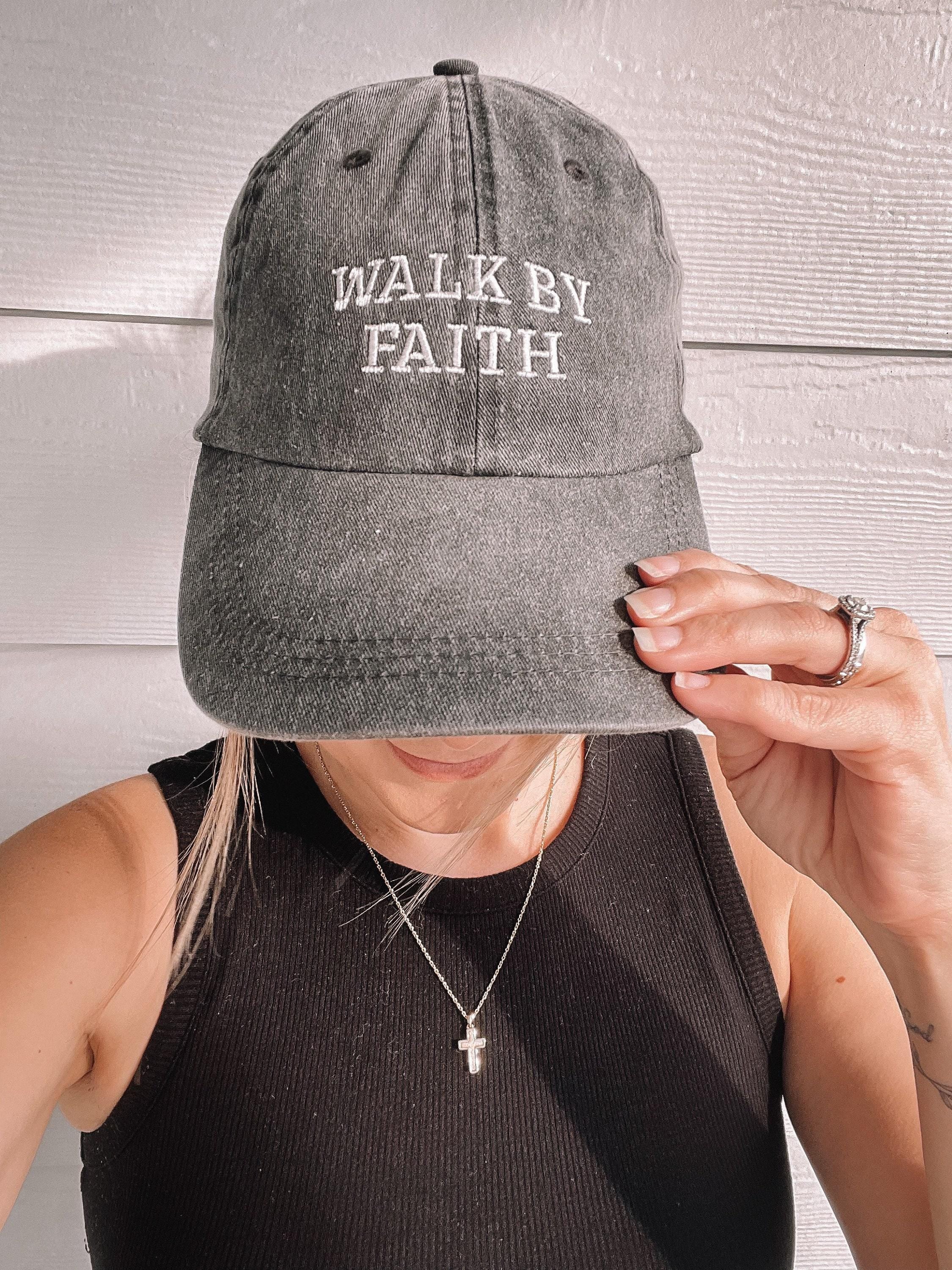 Embroidered walk by faith hat
