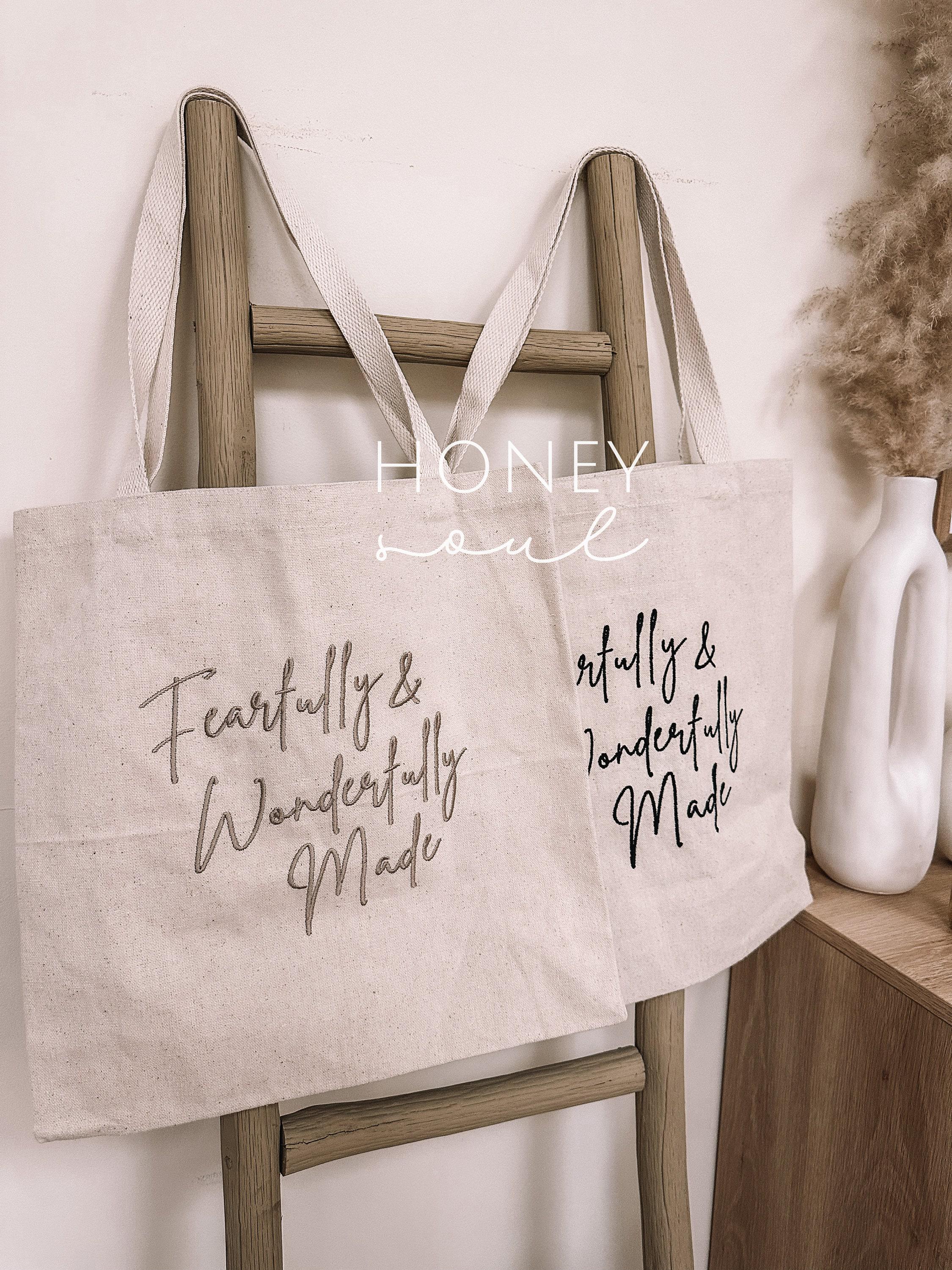 Embroidered Fearfully & Wonderfully Made Tote Bag