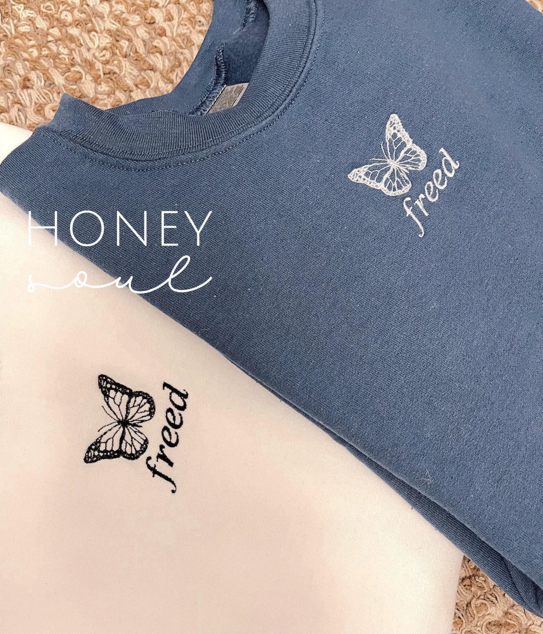 Embroidered Butterfly Freed Sweatshirt || Butterfly Sweatshirt || Christian Sweatshirt